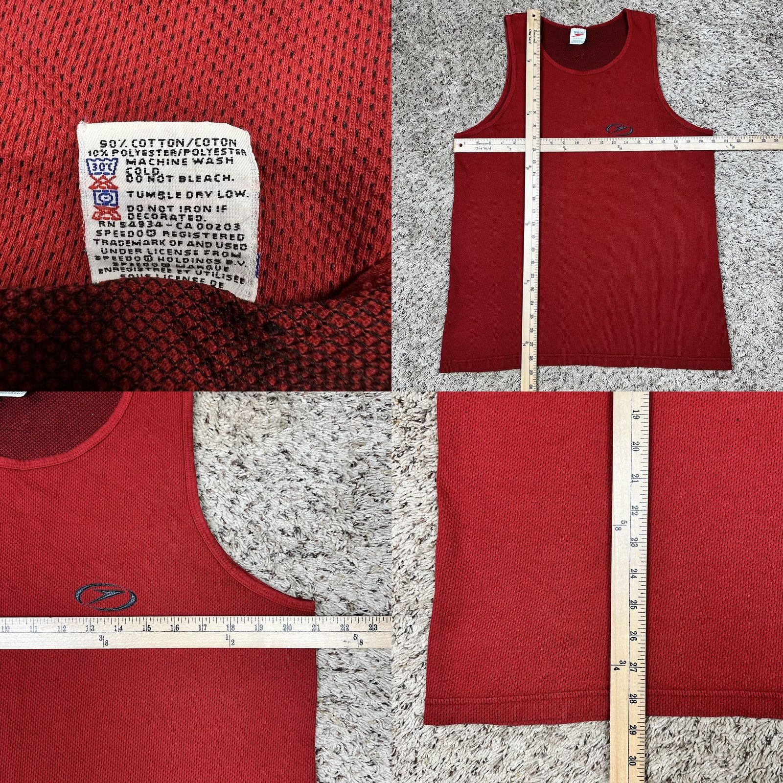 Speedo VINTAGE Speedo Red Tank Top Shirt Large Puff Print Logo Beach Pool Made USA Size US L / EU 52-54 / 3 - 8 Thumbnail