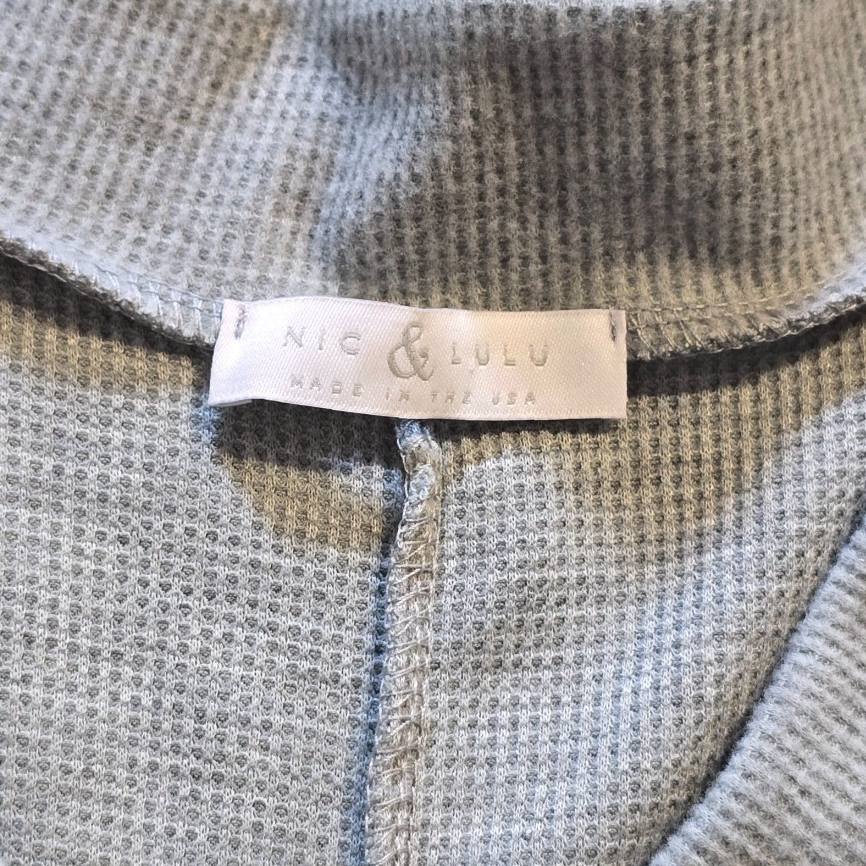 Vintage Nic Lulu Top Womens Medium Gray Thermal V-Neck Waffle Knit Casual Shirt Size M / US 6-8 / IT 42-44 - 4 Thumbnail