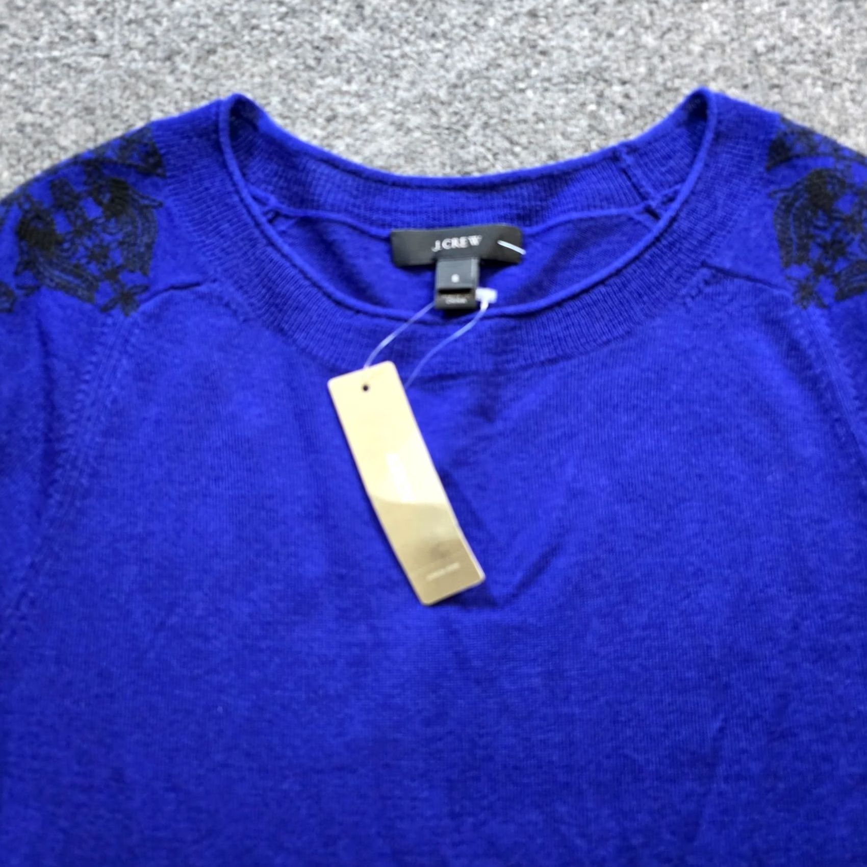 J.Crew J.CREW Sweater Womens S Blue Merino Wool Embroidered Round Neck Stretch Casual Capsule Pullover Size S / US 4 / IT 40 - 3 Thumbnail