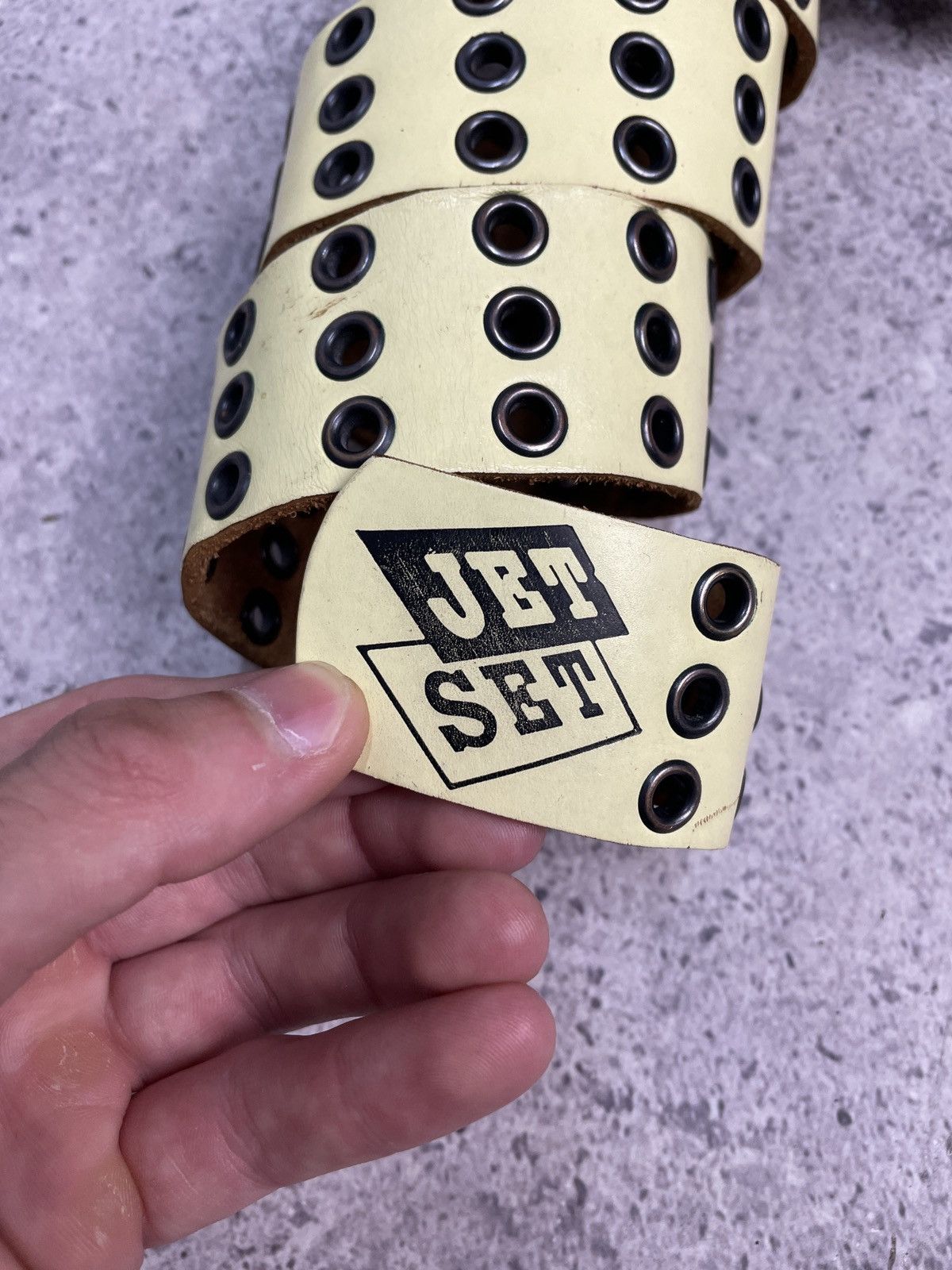 JET SET Studded VTG Leather Belt Grunge Punk Undercover Owens Vibe Size ONE SIZE - 5 Thumbnail