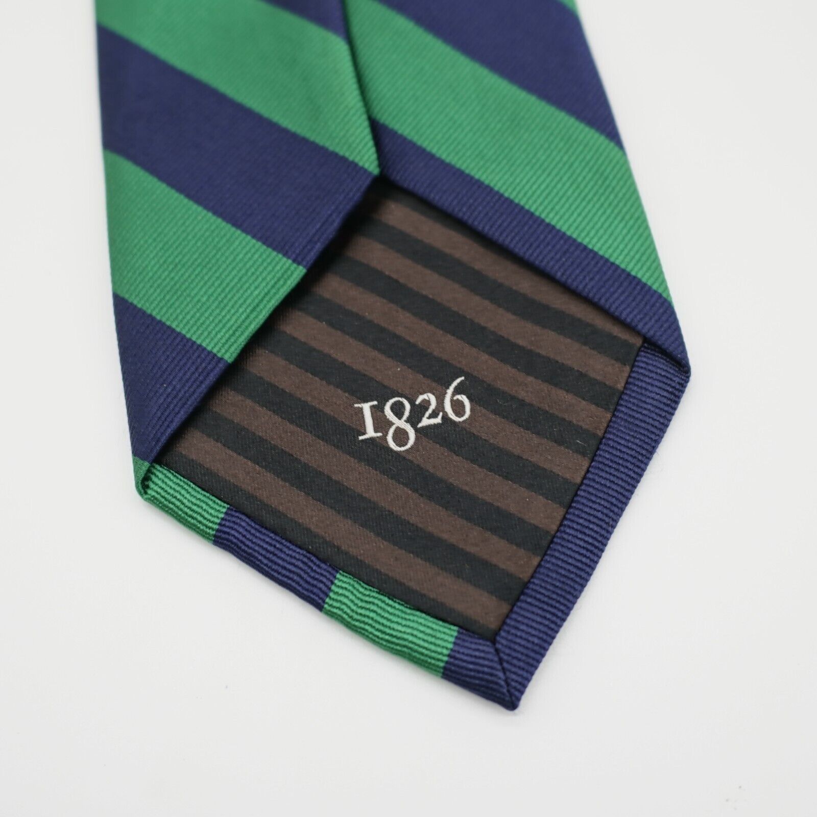 Black Brown 1826 Black Brown 1826 Blue Green Striped Woven Silk Tie Size ONE SIZE - 4 Thumbnail