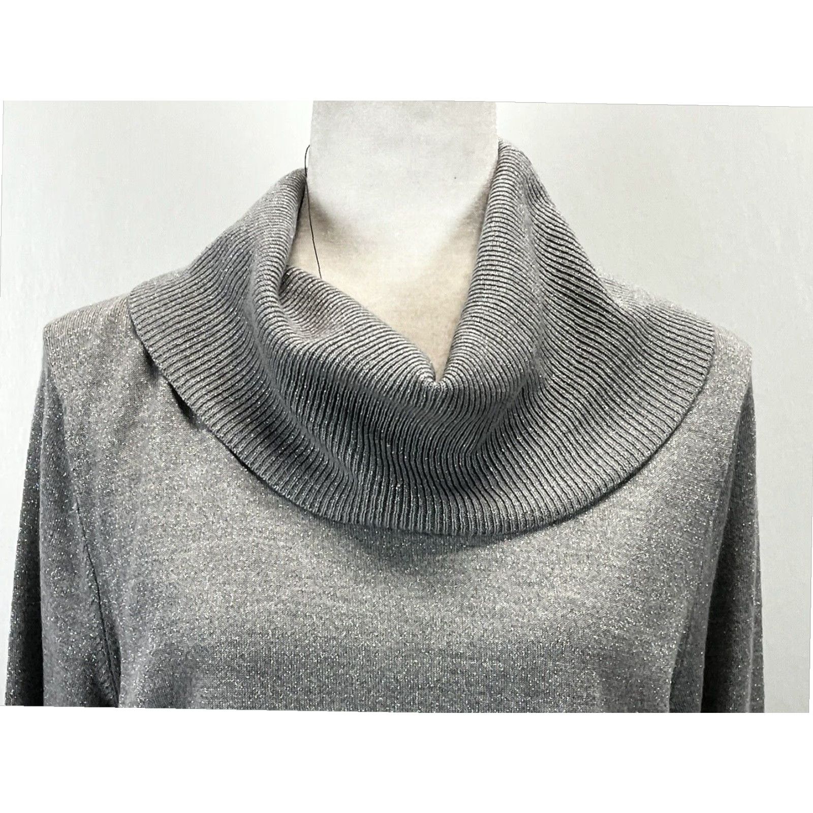 Talbots Talbots Cowl Neck Pullover Sweater Adult Extra Large Gray Shimmer Womens Size XL / US 12-14 / IT 48-50 - 5 Thumbnail