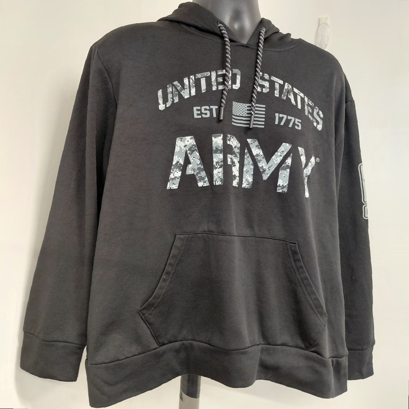 KangaROOS US Army Pullover Hoodie Women XL Black Camo Long Sleeve Kangaroo Pocket Hoodie Activewear Autumn Winter Fall Womens XS? Size XL / US 12-14 / IT 48-50 - 3 Thumbnail