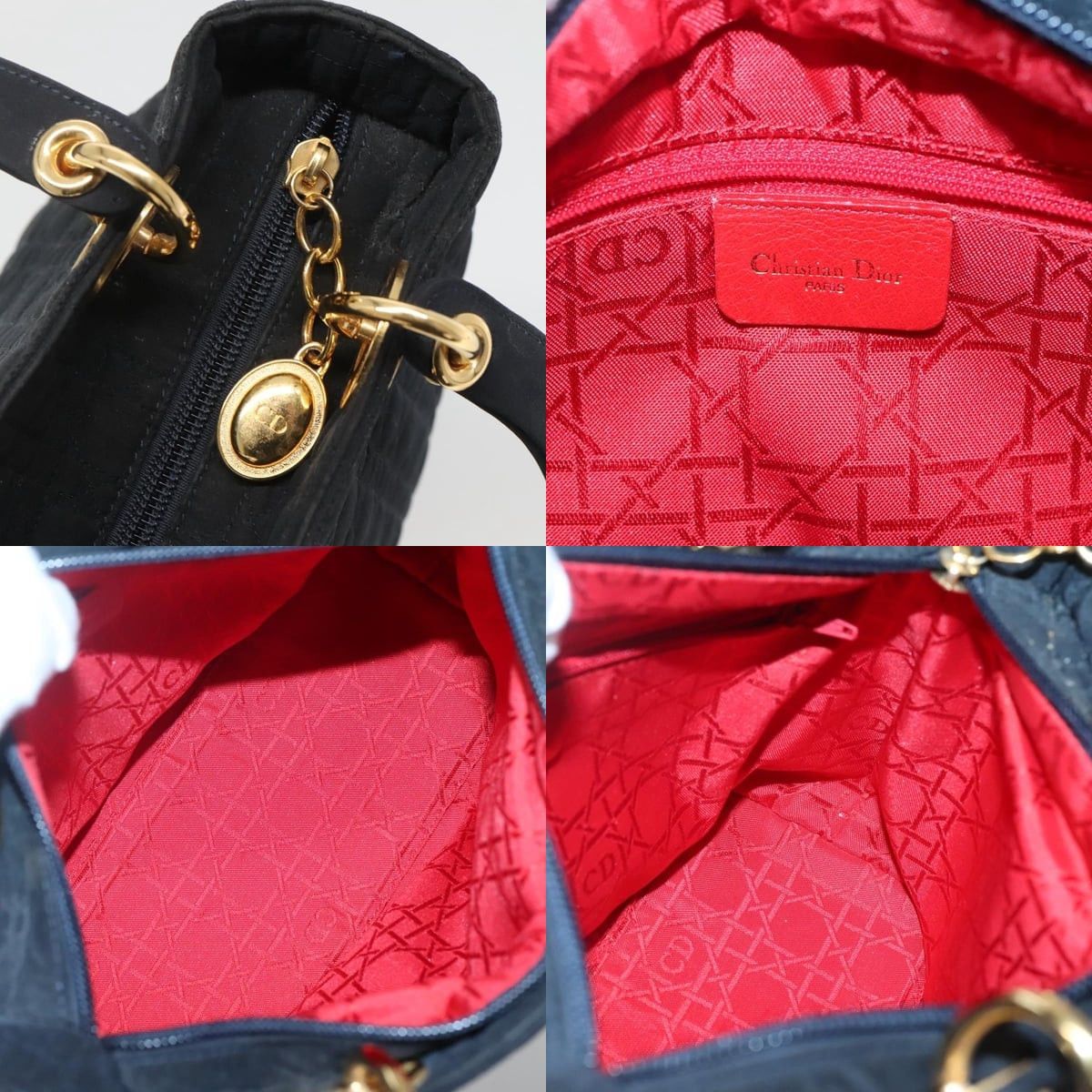 Dior DIOR Canage Hand Bag Nylon Navy Gold Size ONE SIZE - 11 Thumbnail