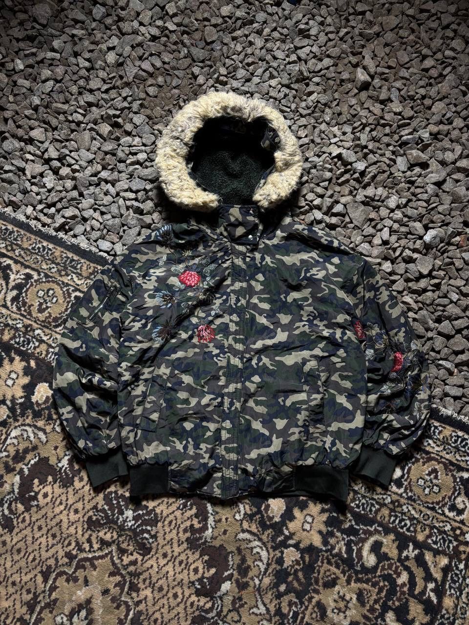 Pre-owned Hysteric Glamour X If Six Was Nine Y2k Fur Avant Garde Ifsixwasnine Style Camo Vintage Bomber In Black