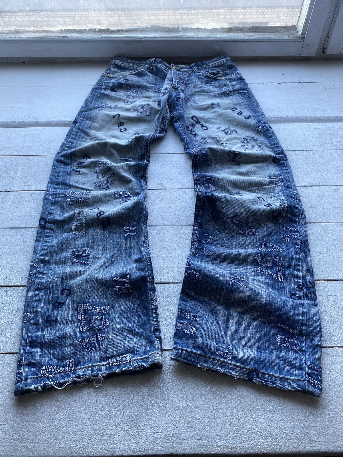 Japanese Brand × Vintage RARE Japanese y2k Opium Gothic Punk Distressed Mens Jeans Size US 30 / EU 46 - 2 Thumbnail