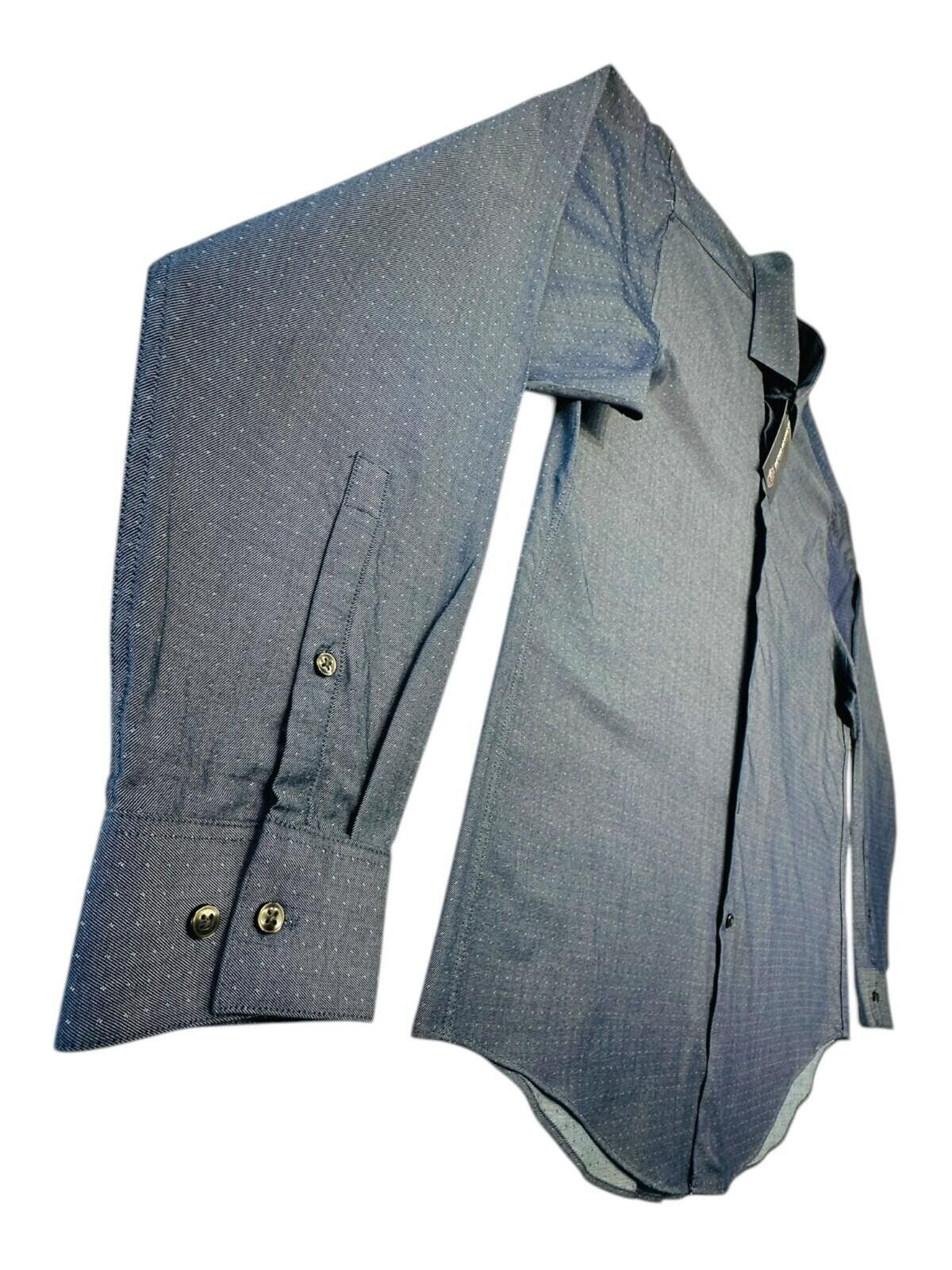 Calvin Klein Calvin Klein Shirt Men's UK Size XL Blue Polka Dot Slim Fit Size 44R - 4 Thumbnail