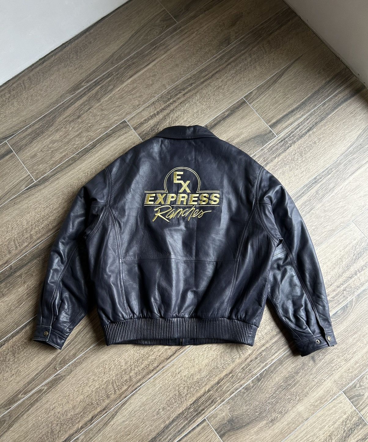 Vintage Cripple Creek Express Ranches leather bomber jacket mens Size US XL / EU 56 / 4 - 1 Thumbnail