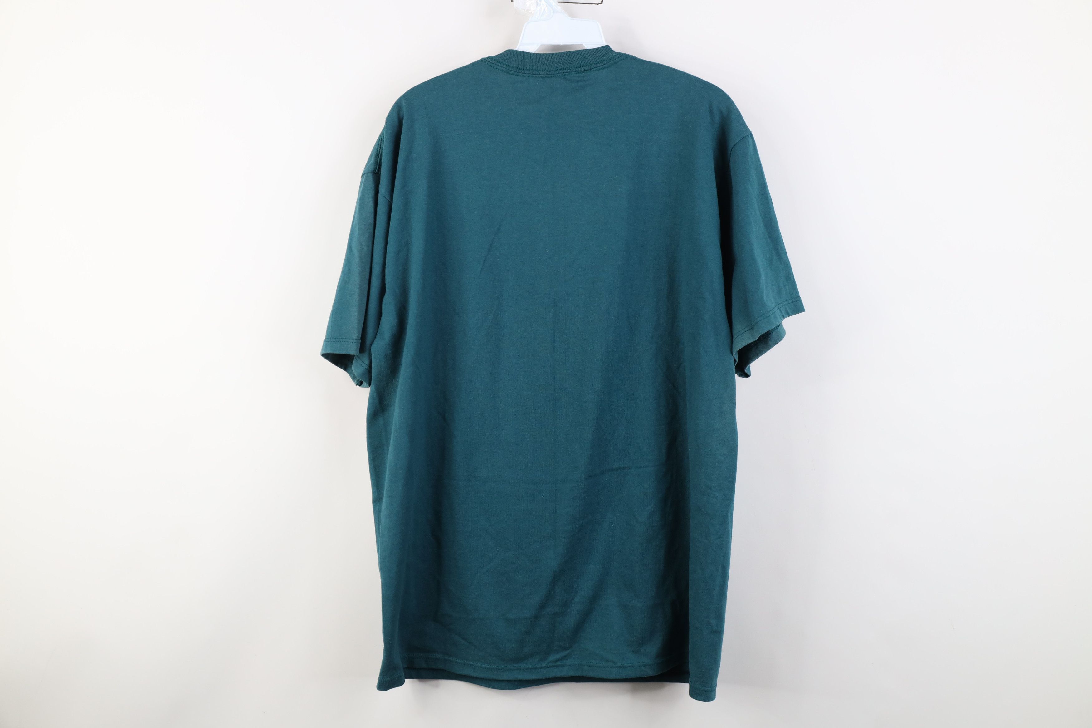 Vintage Vintage 90s Streetwear Cat Kitten Flower T-Shirt Teal USA Size L / US 10 / IT 46 - 11 Thumbnail