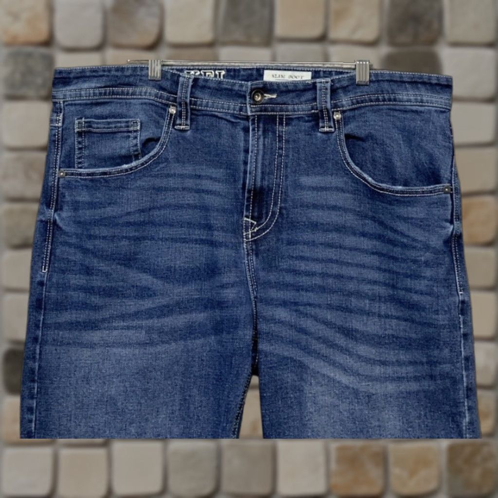Vintage AXEL Jeans Slim Bootcut Denim Blue 40x30 Regular Slim Stretch ZIP Mid Rise Men Size US 40 / EU 56 - 1 Thumbnail