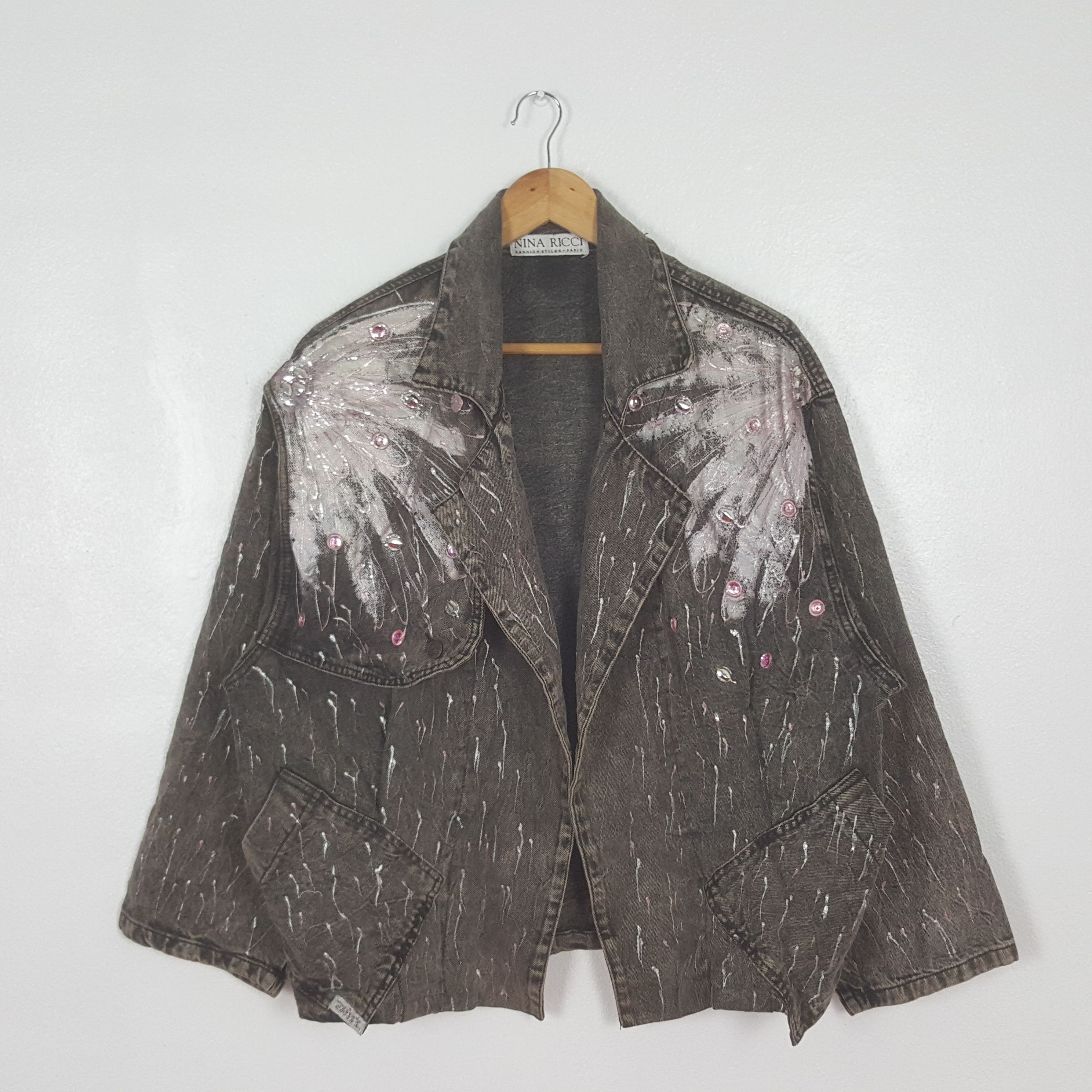 Nina Ricci VIntage Nina Ricci Art Avant Garde Denim Jacket C310N16 Size L / US 10 / IT 46 - 3 Thumbnail