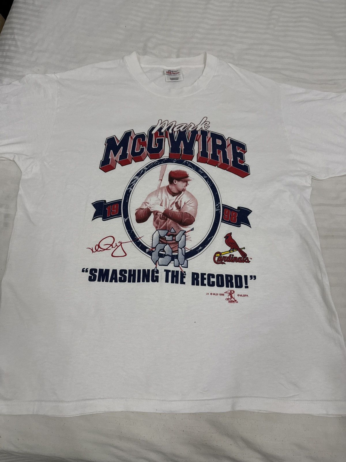 Hanes × Vintage 1998 Mark McGwire 70 HR T-Shirt VTG MLB L Hanes USA Fabric Size US L / EU 52-54 / 3 - 1 Thumbnail