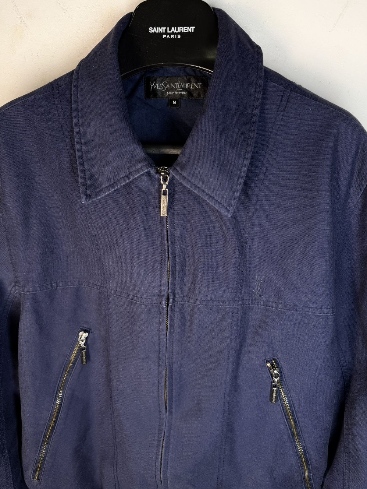 Yves Saint Laurent Cotton YSL Jacket Blue/Navy Soft YSL Bomber Size US M / EU 48-50 / 2 - 20 Thumbnail