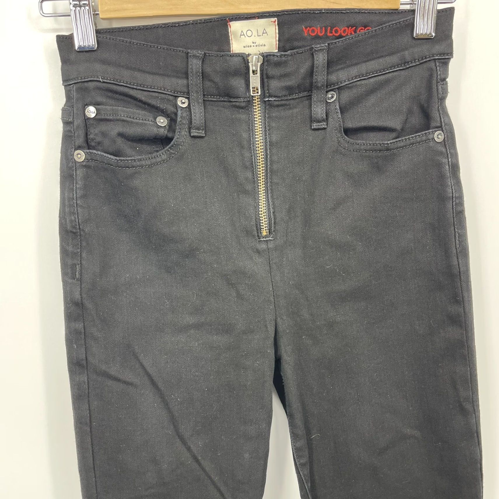 Alice + Olivia VINTAGE Alice + Olivia Jeans Women 26 Black Denim Skinny High Rise Zipper Retro Y2K Size 26" / US 2 / IT 38 - 2 Thumbnail