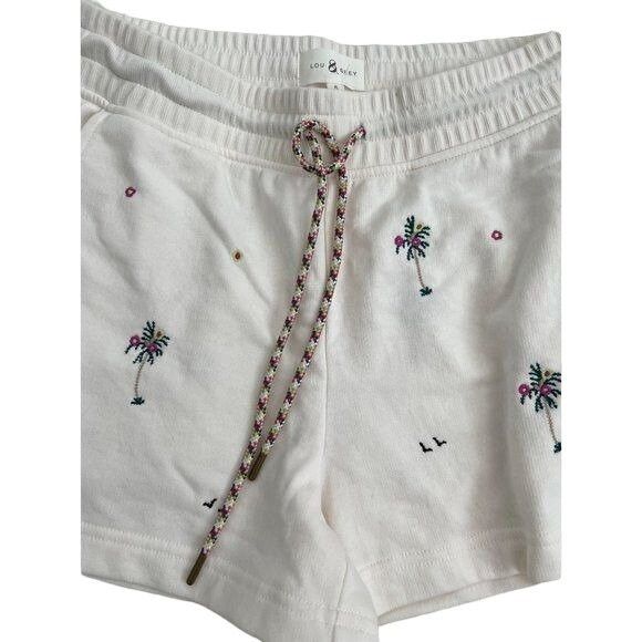 Lou & Grey Lou & Grey Paradise Palm Cozy Cotton Terry Shorts Embroidere Size 28" / US 6 / IT 42 - 3 Thumbnail