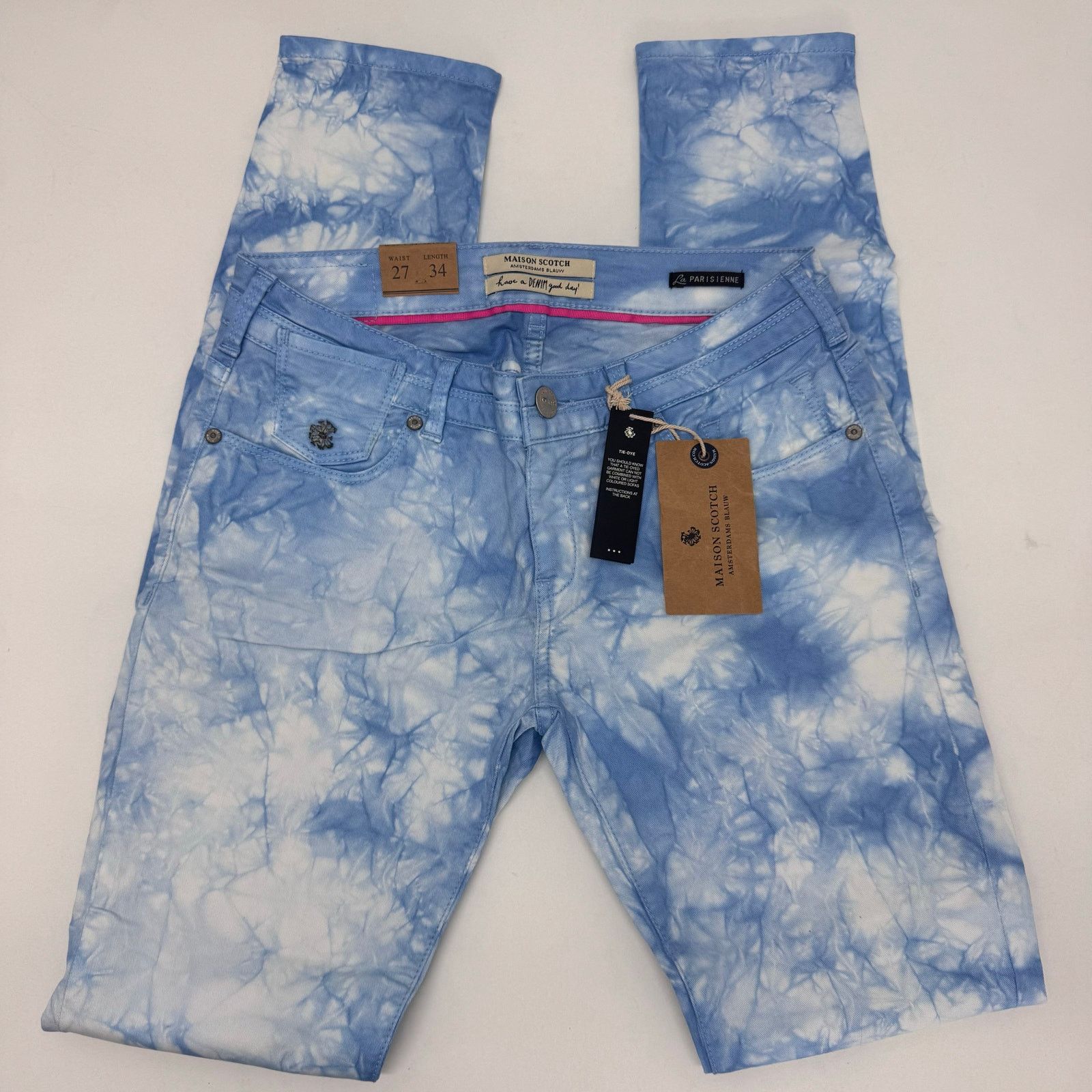 Maison Scotch MAISON SCOTCH Memory Blue Tie Dye Skinny Jeans size 27 Boho Size 27" / US 4 / IT 40 - 1 Thumbnail