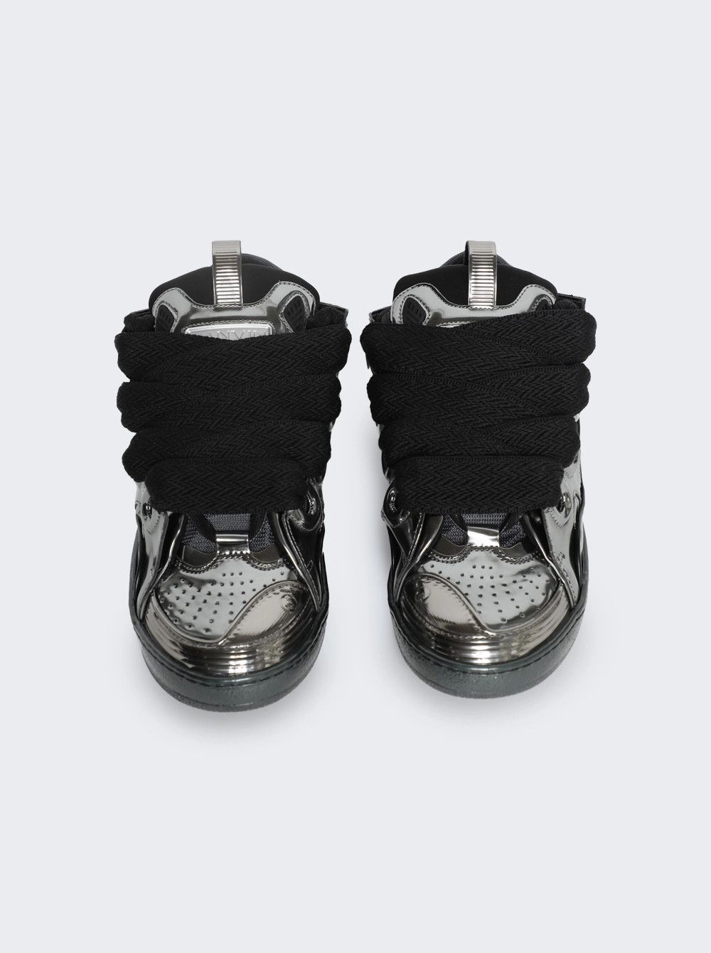 Lanvin o1w1db11124 Metallic Leather Curb Sneakers in Black Size US 12 / IT 42 - 4 Thumbnail