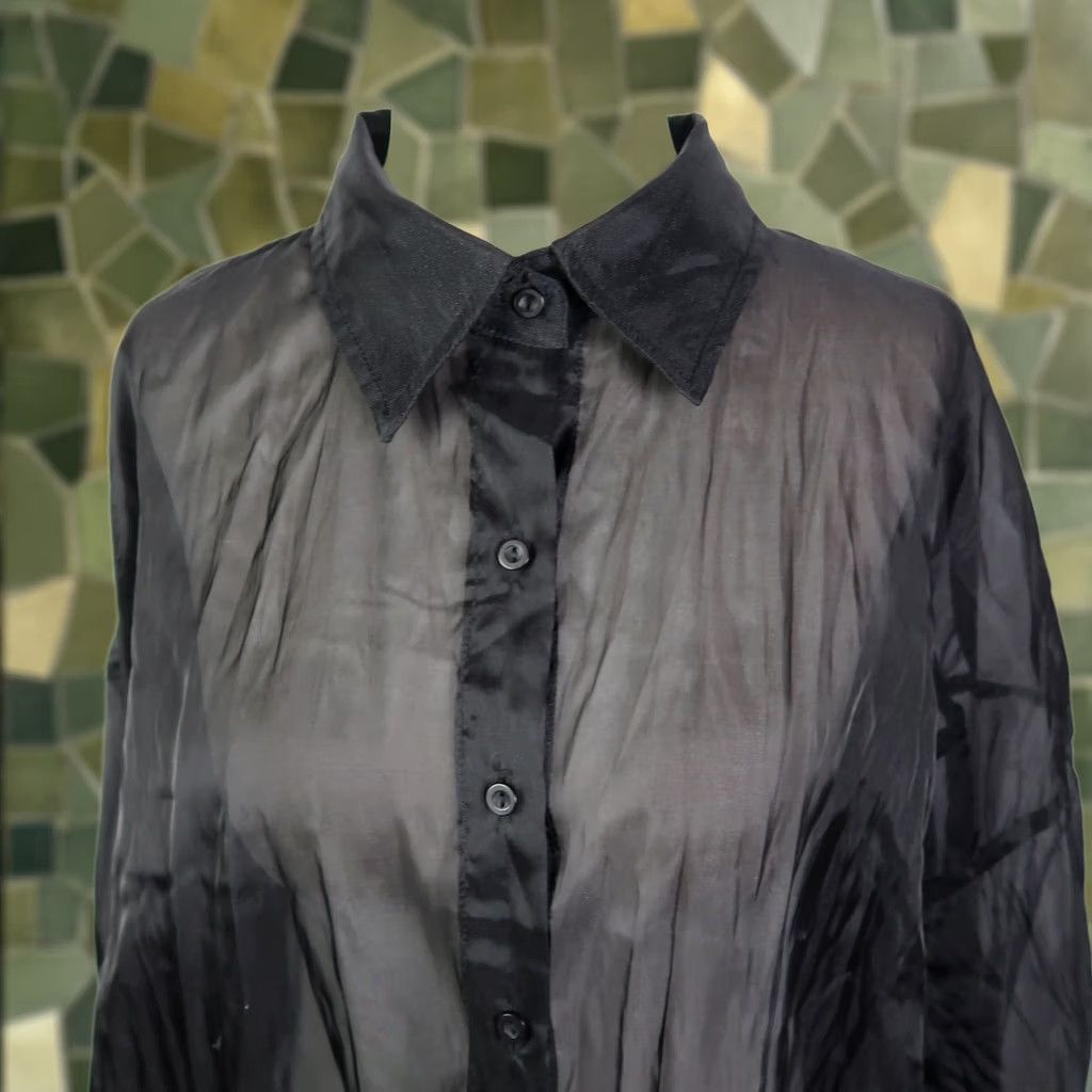 Vintage JLUXLABEL Black Sheer Button-Down Tunic Top Blouse Small Women Long Sleeve Collared Casual Party/Cocktail Solid Button Tunic Black Small Size S / US 4 / IT 40 - 1 Thumbnail