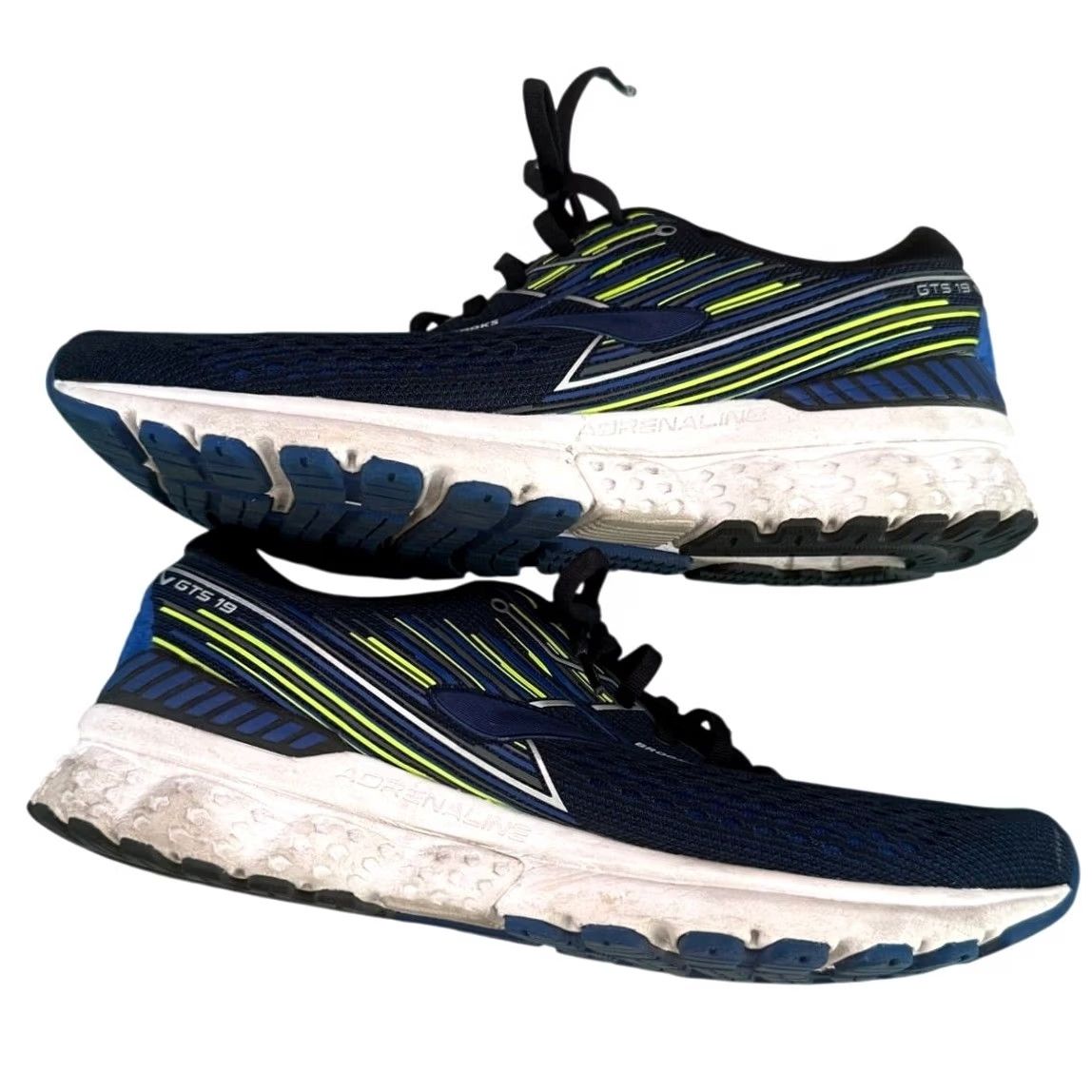 Brooks Brooks Adrenaline 19 Navy Blue/Neon Green Lace Up Running Shoes Sneakers - Size 10 Mens Size US 10 / EU 43 - 7 Thumbnail