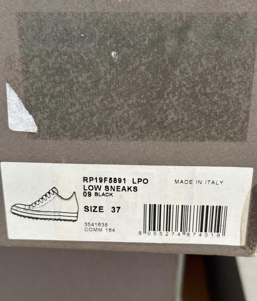 Rick Owens Rick Owens black and white low-top classic leather sneakers Size US 7 / IT 37 - 9 Thumbnail