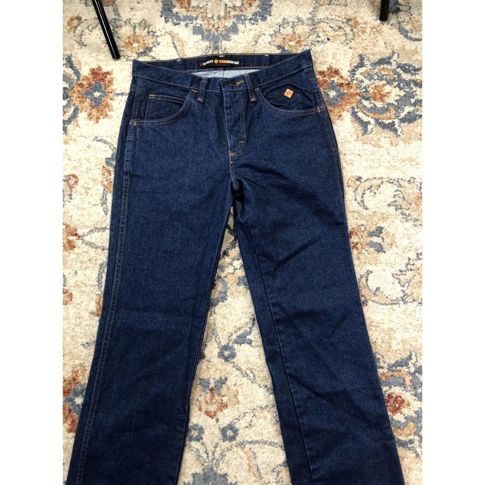 Wrangler Wrangler Jeans Mens 30x32 Blue Dark Wash Slim Straight Flame-Resistant Pockets FR 34 ATPV 10FR36MWZ Clean Denim Accessories Not Included Size US 30 / EU 46 - 3 Thumbnail