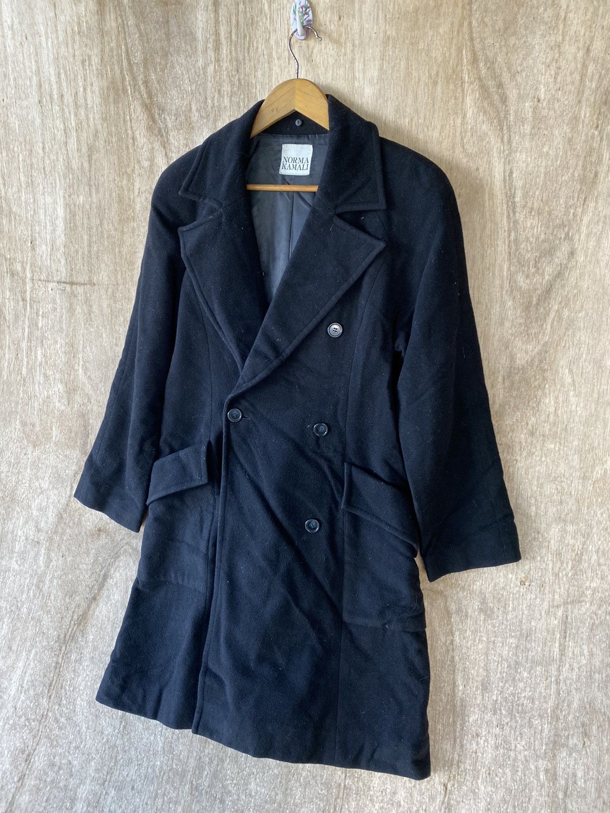 Designer Norma Kamali Vintage Black Wool Double-Breasted Elegance Size US M / EU 48-50 / 2 - 3 Thumbnail