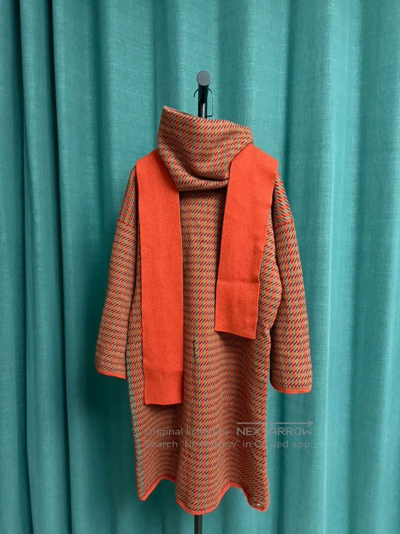 Hermes Hermes Houndstooth long pullover wool knit dress Size XXS / US 00 / IT 34 - 1 Thumbnail