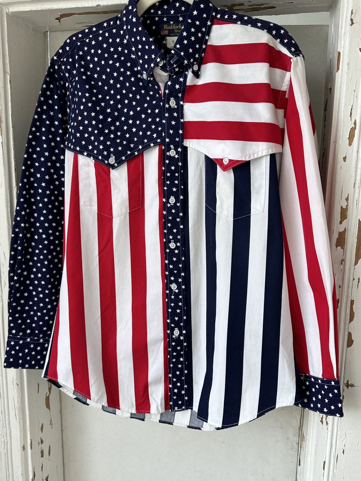 Ruddock Shirts × Vintage Vintage Ruddock Bros US Flag Shirt Size US M / EU 48-50 / 2 - 3 Thumbnail