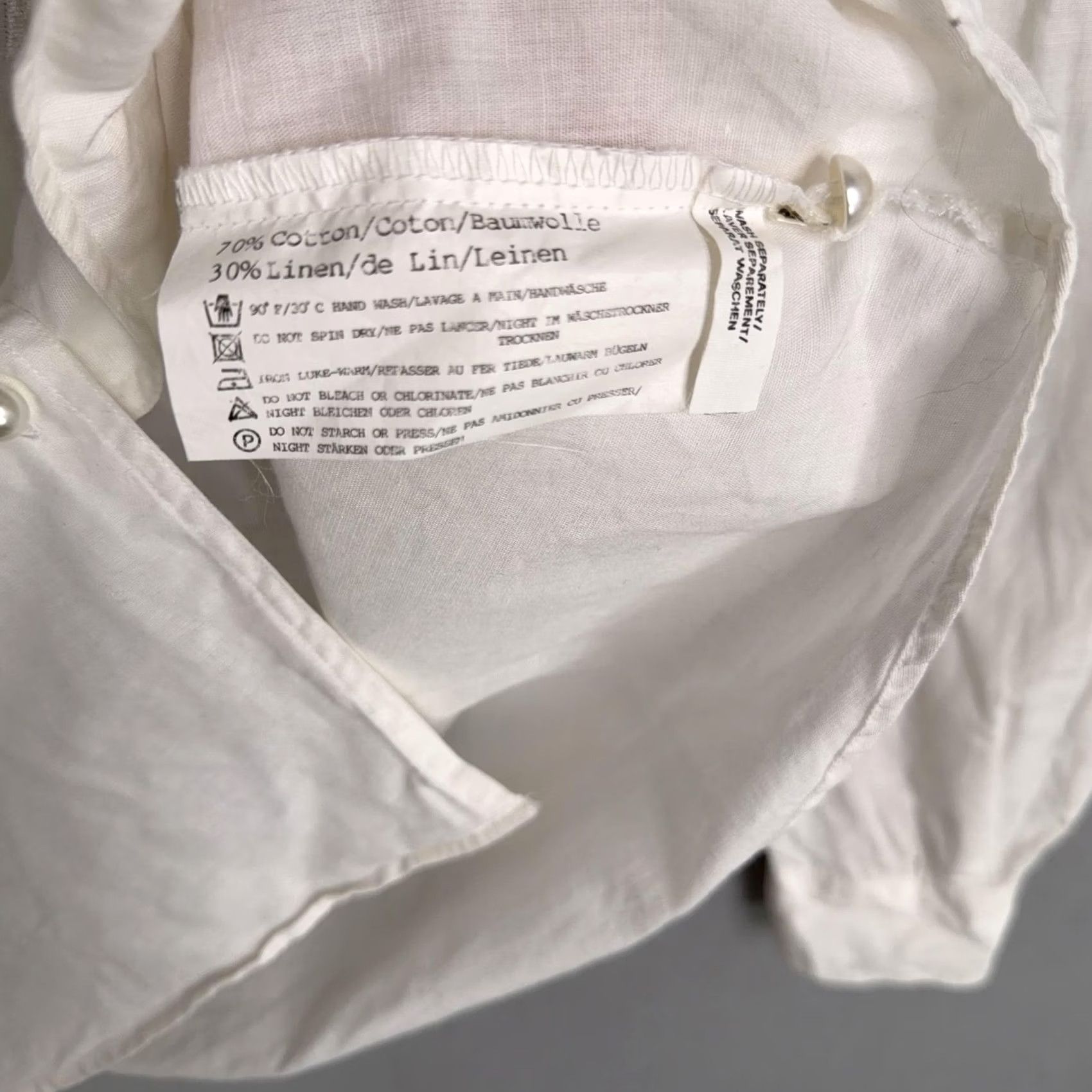 Vintage VINTAGE Otto Kern Shirt Womens 2 White Cotton Linen New York Rhinestone Top Size XS / US 0-2 / IT 36-38 - 6 Thumbnail