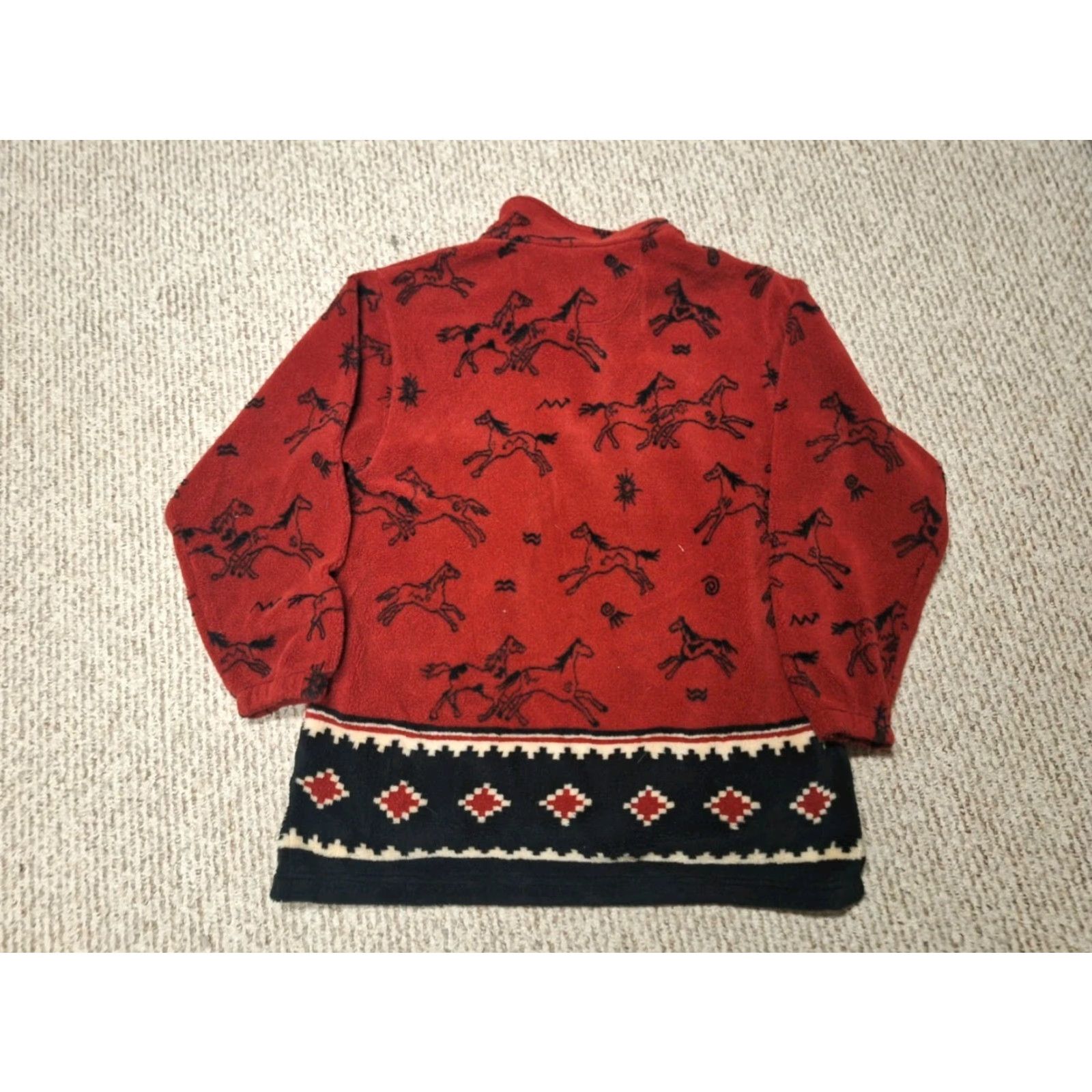 Vintage Tsunami Jacket Unisex Adults L Red Fleece Zip Sherpa Western Cowboy Nature Animal Coat Size L / US 10 / IT 46 - 4 Thumbnail