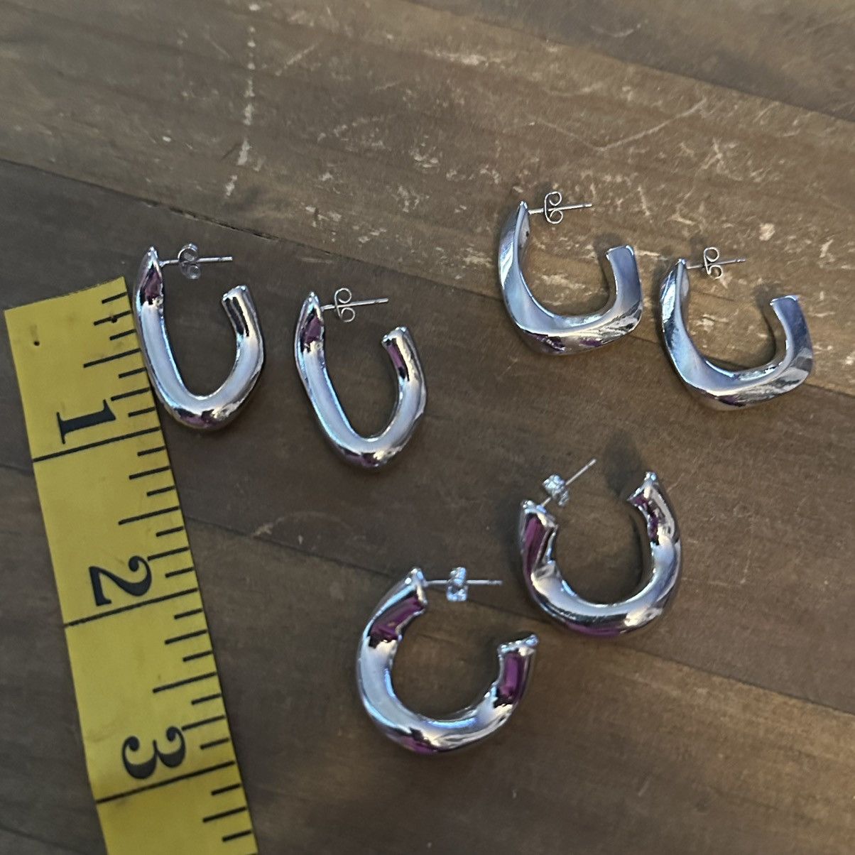 Other Set of three silver tone chunky link hoop earrings Size ONE SIZE - 3 Thumbnail