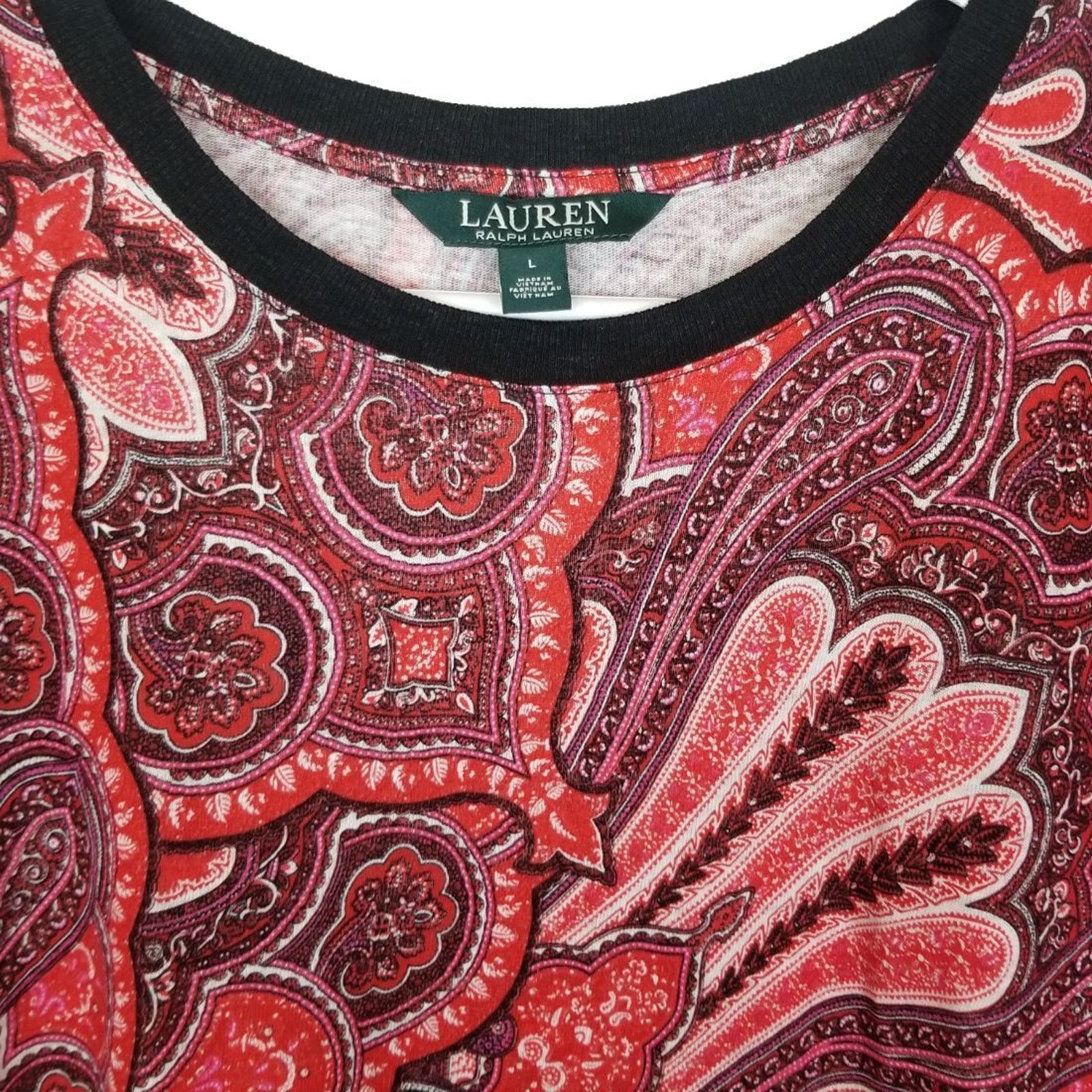 Lauren Ralph Lauren Lauren Ralph Lauren Womens Linen Floral Paisley Crewneck Tee Size L / US 10 / IT 46 - 3 Thumbnail