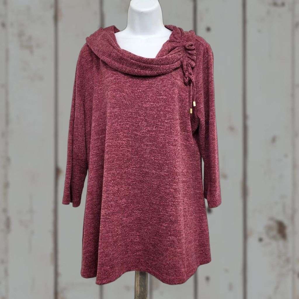 Vintage Ruby Rd Dress Women's XL Cranberry Red Buttery Soft Scoop Neck Tunic Top Size XL / US 12-14 / IT 48-50 - 1 Thumbnail