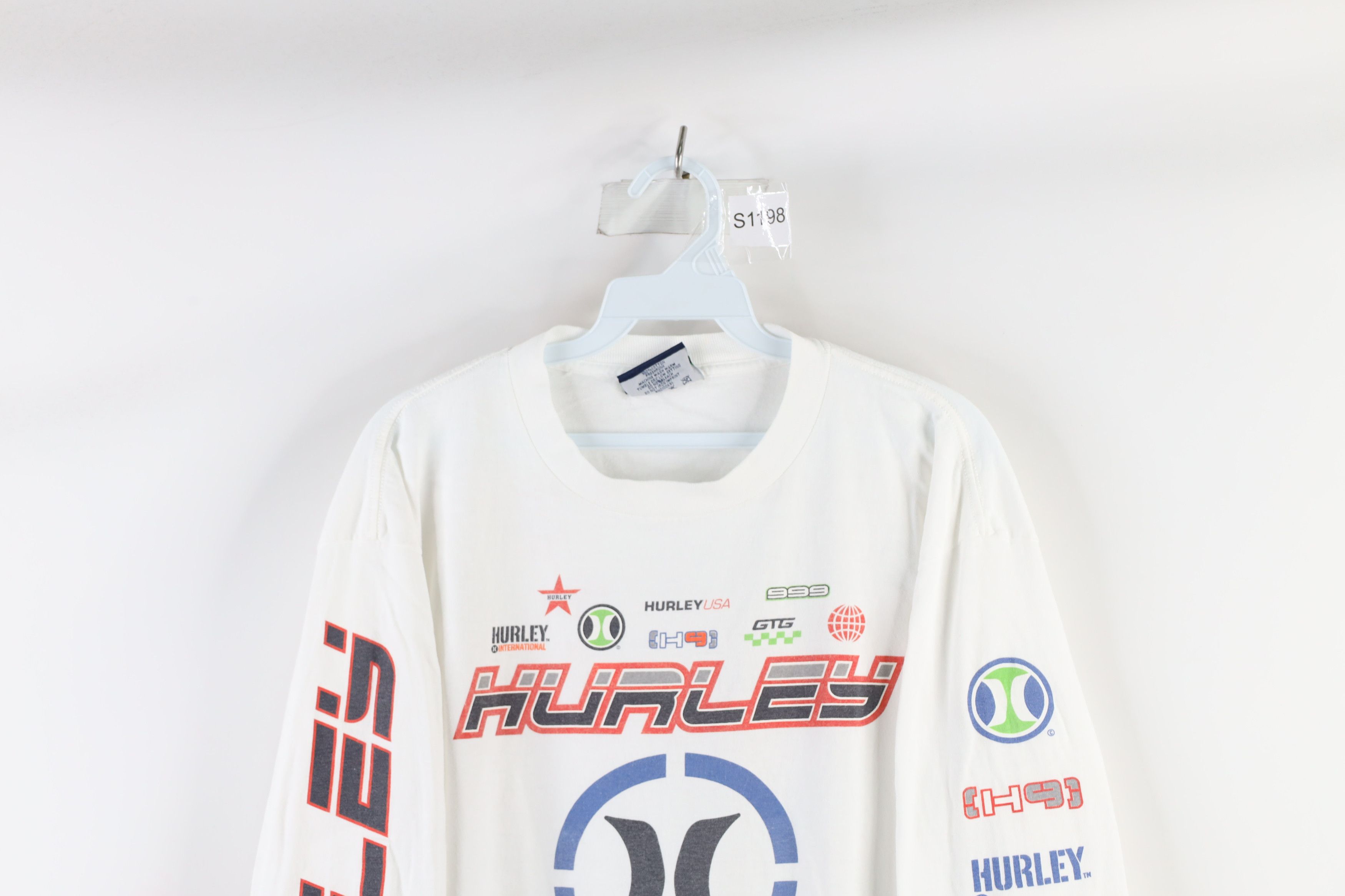Hurley Vintage 90s Hurley t Surfing Long Sleeve T-Shirt White USA Size US L / EU 52-54 / 3 - 2 Thumbnail