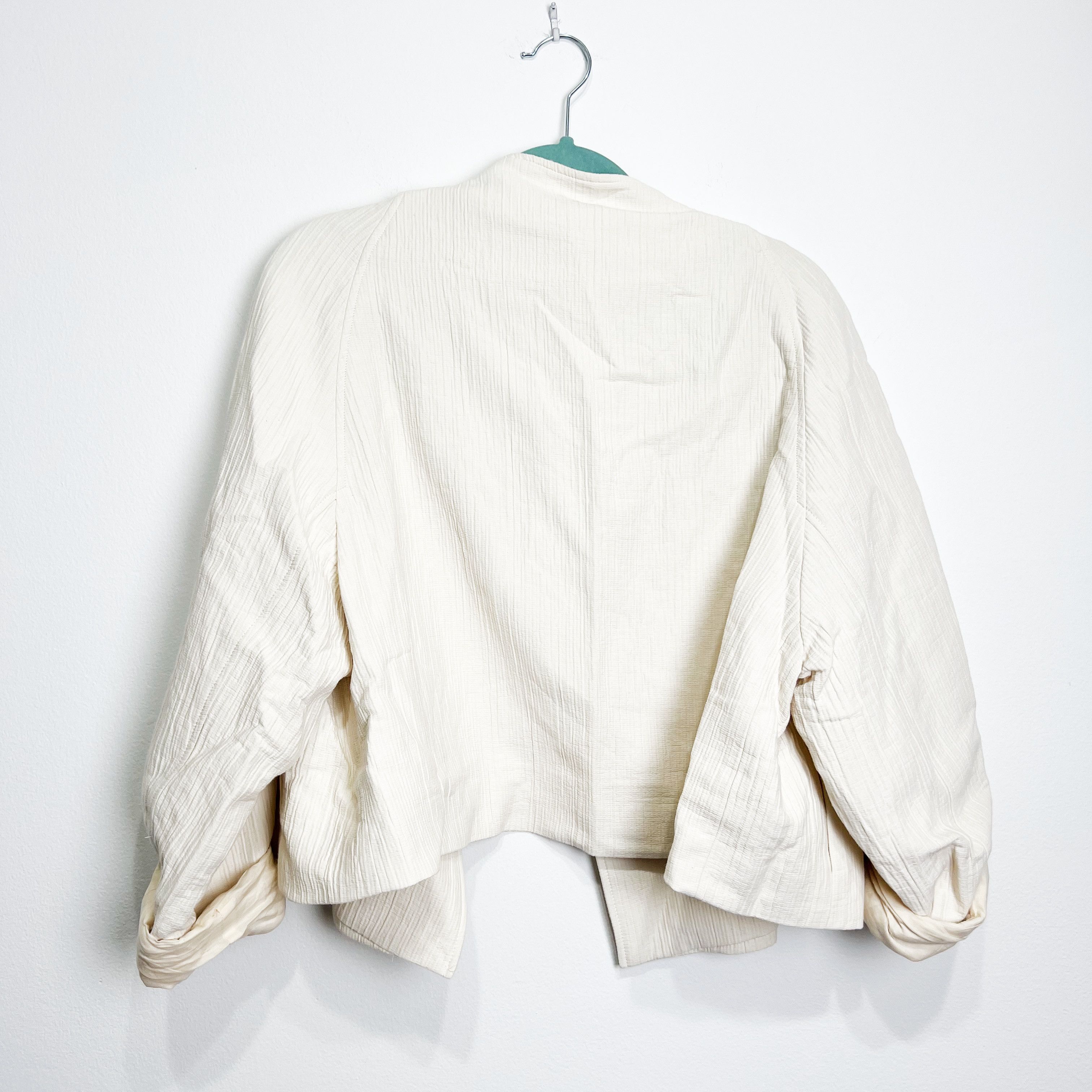 Other Missing You Already Off White High Neck Draped Overcoat Size L / US 10 / IT 46 - 4 Thumbnail