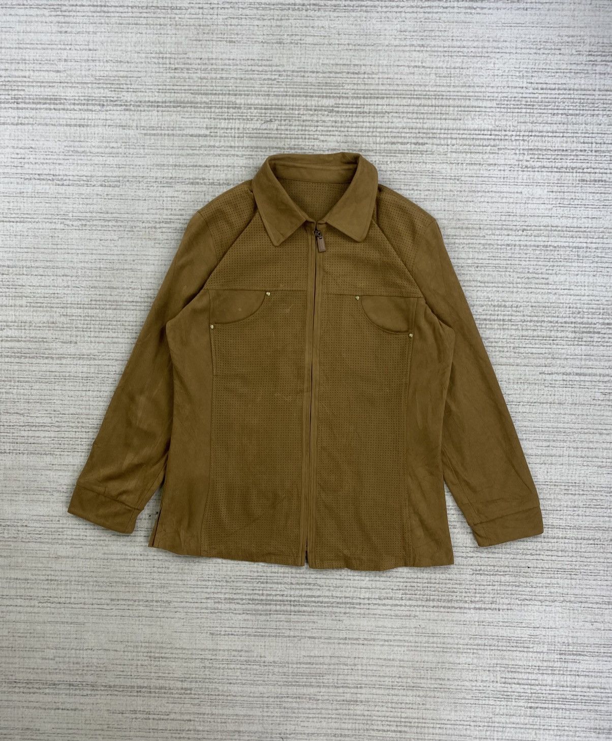 Longchamp Vintage Longchamp Artificial Suede Leather Zipper Jacket Size US M / EU 48-50 / 2 - 1 Thumbnail