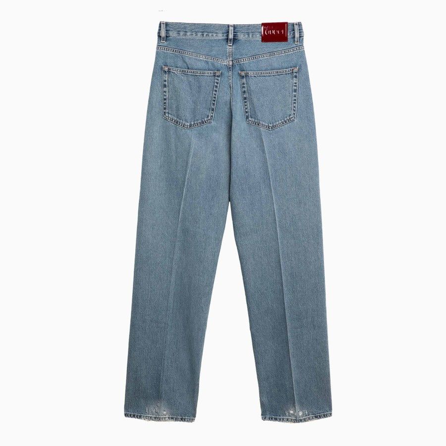 Gucci o1d2blof0824 Delave Jeans With Logo in Blue Size 28" / US 6 / IT 42 - 2 Thumbnail