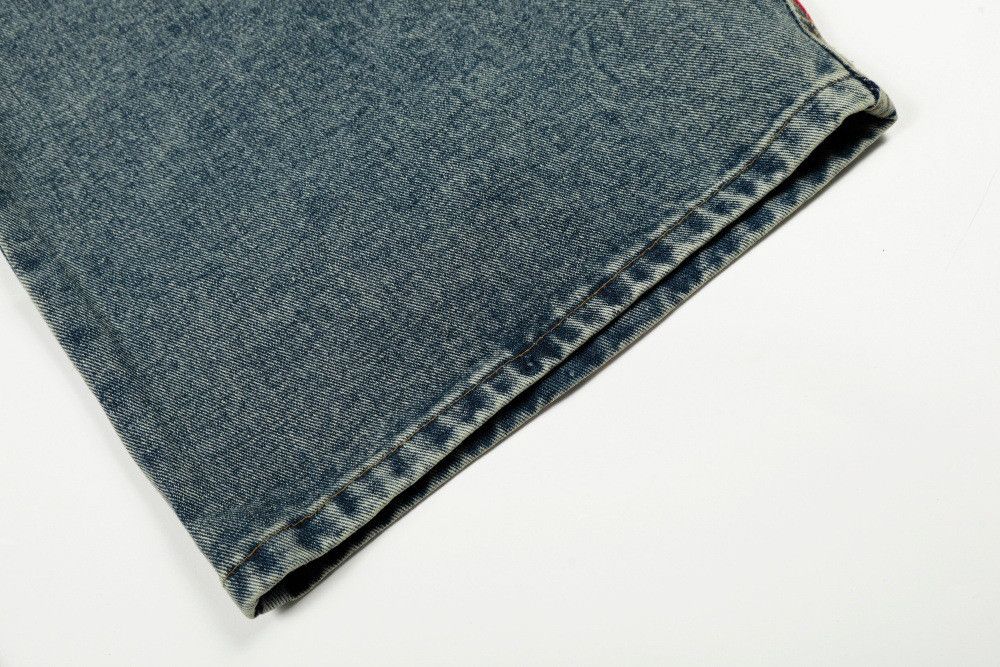Men's American vintage distressed washed curved denim jeans