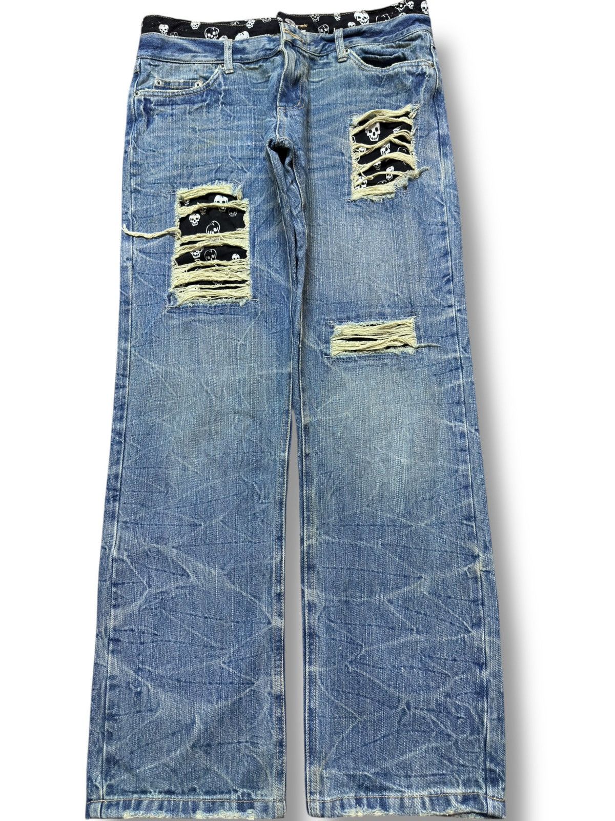 Mastermind Japan Vintage Japanese Brand Double Waist Skull Essence Denim Size US 31 - 1 Thumbnail