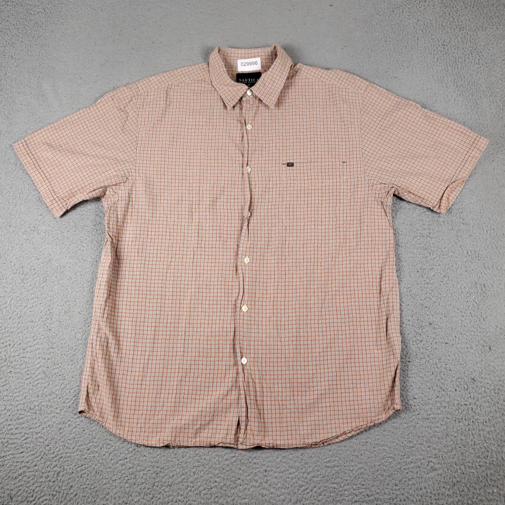 Nautica Nautica Men's Large Orange Plaid Casual Button-Up Shirt Short Sleeve Size US L / EU 52-54 / 3 - 3 Thumbnail