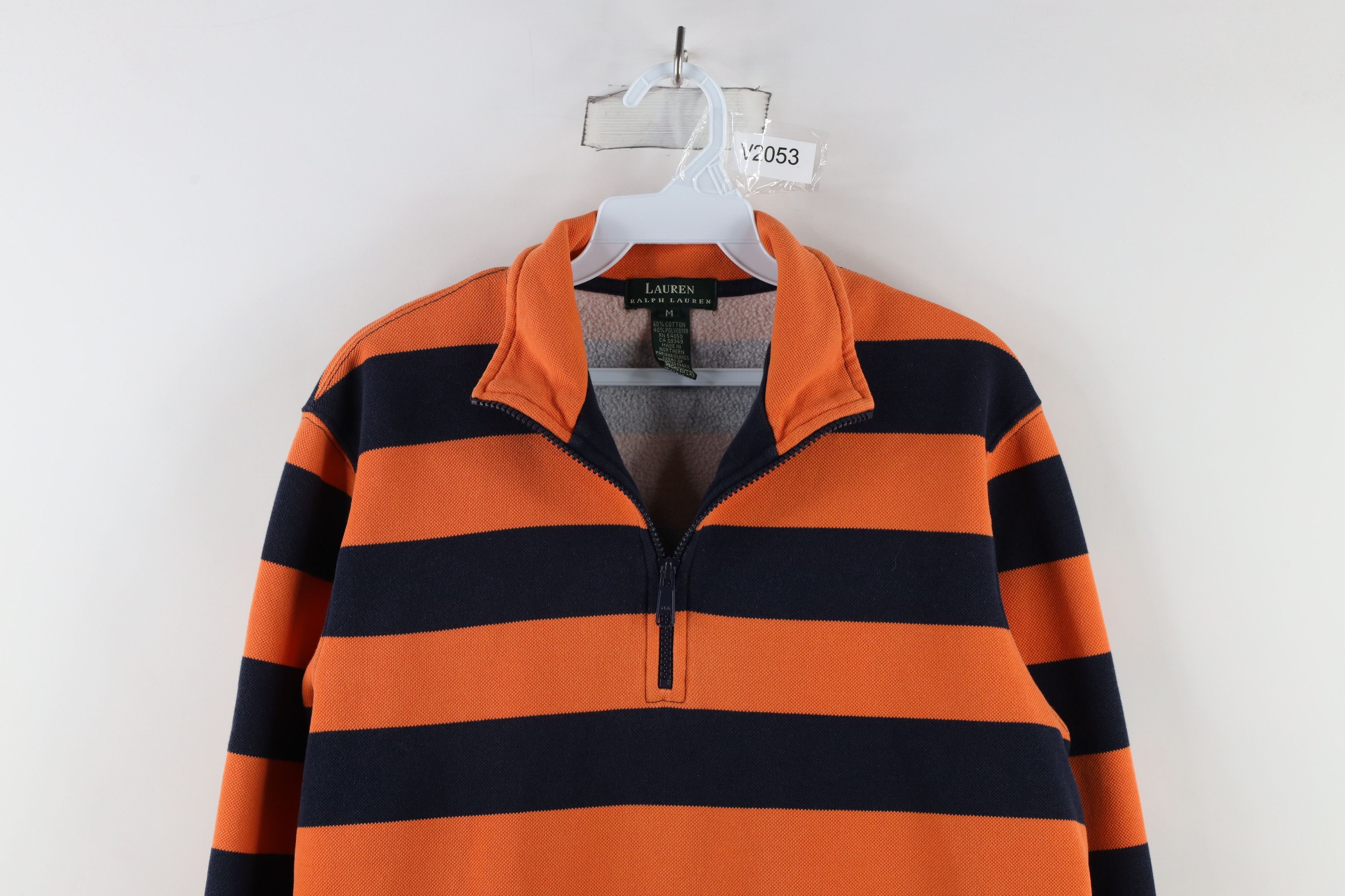 Ralph Lauren × Vintage Vintage 90s Ralph Lauren Striped Half Zip Sweatshirt USA Size M / US 6-8 / IT 42-44 - 2 Thumbnail