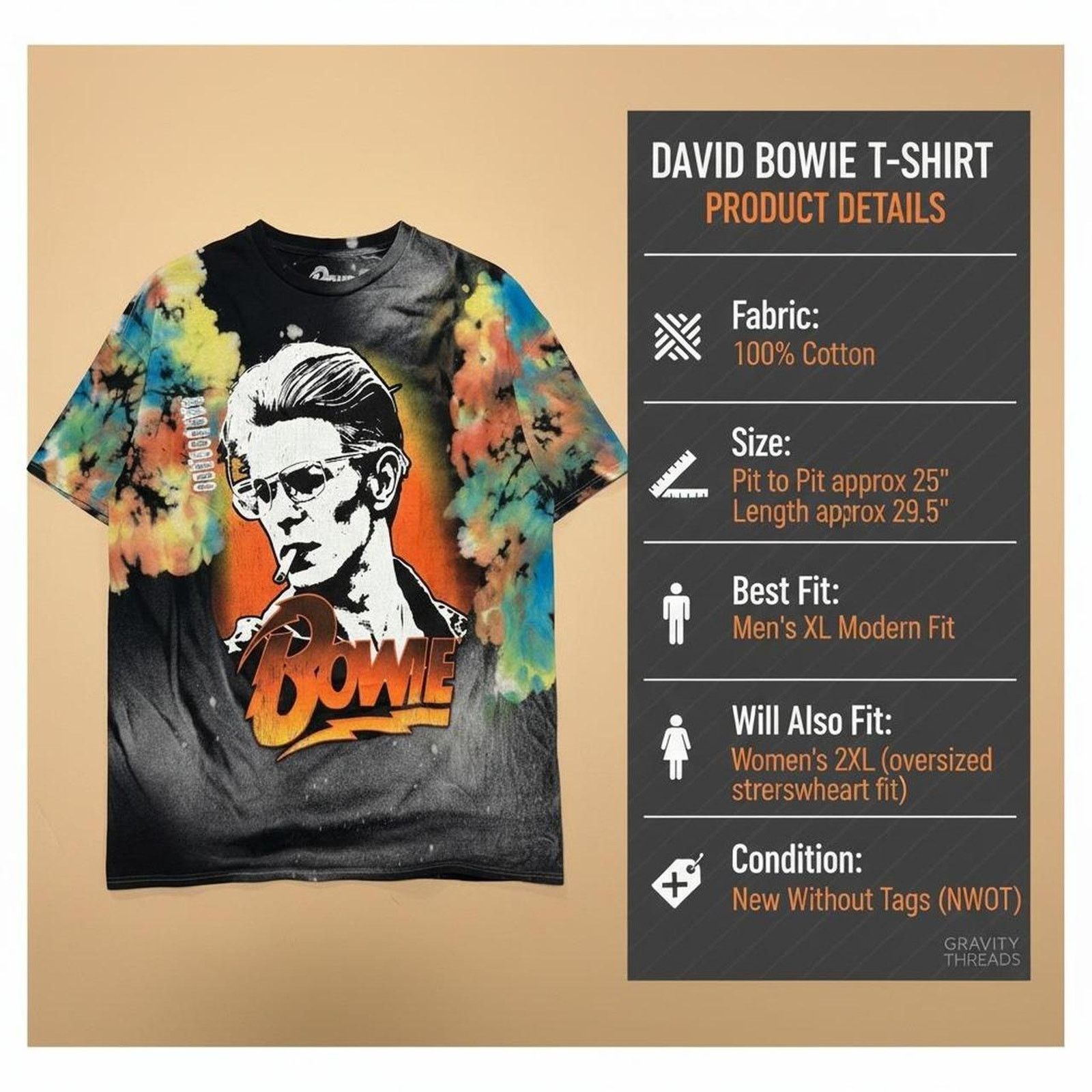 Other David bowie tie dye graphic tee Size US XL / EU 56 / 4 - 6 Thumbnail