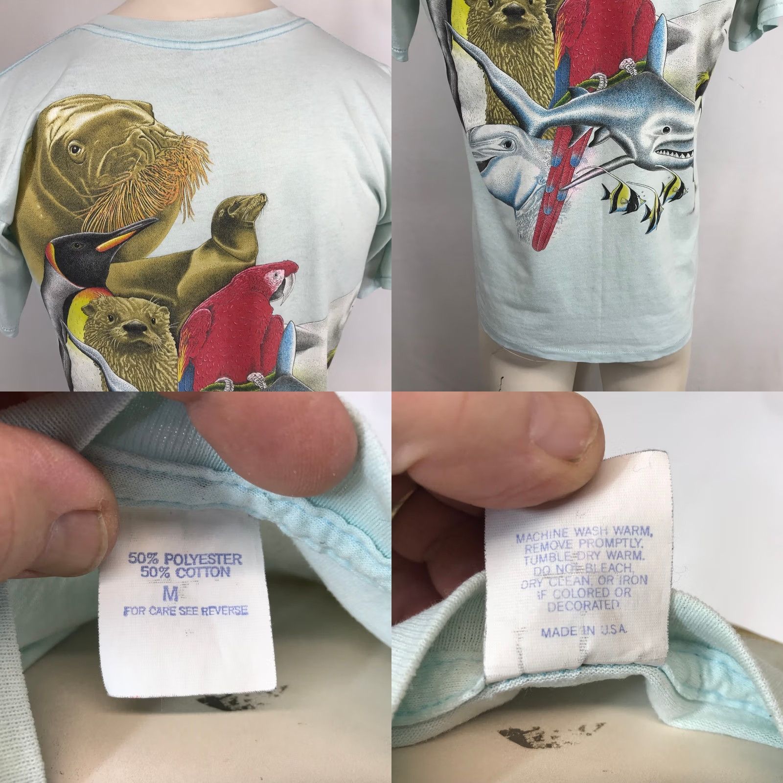 Vintage VINTAGE Marine World Africa U.S.A. T-Shirt Women M Light Blue Animal Graphic 80s Tee Size M / US 6-8 / IT 42-44 - 8 Thumbnail