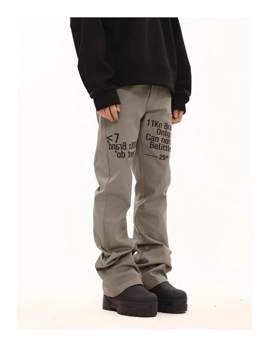 Japanese Brand × Vintage Vintage street slogan embroidered micro flare casual pants Size US 30 / EU 46 - 3 Thumbnail