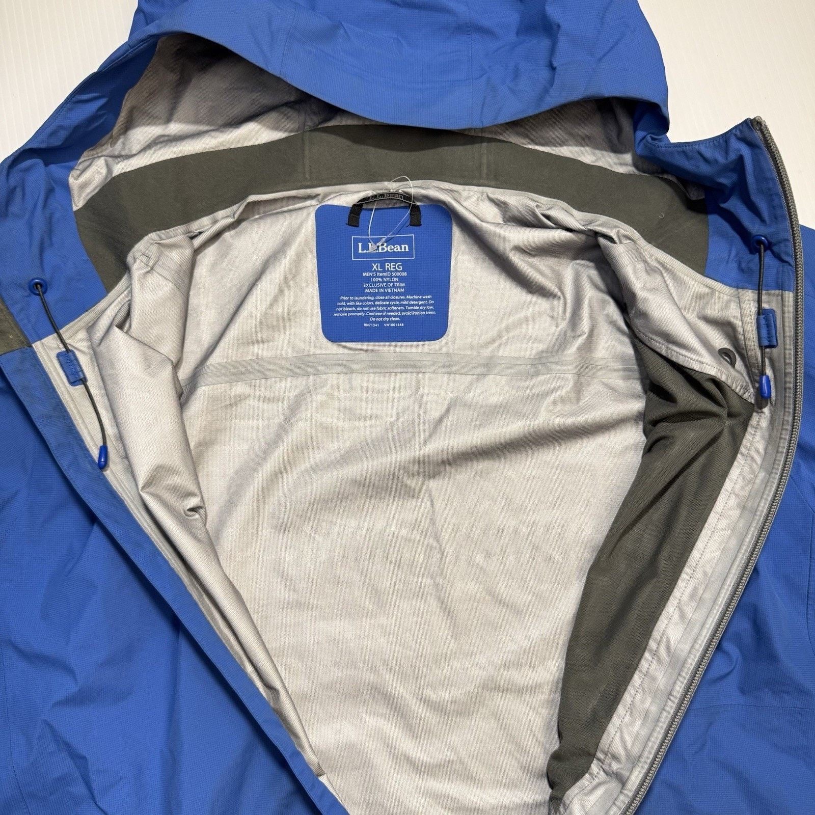 L.L. Bean LLBean Jacket Men XL Blue Hood Water Resistant Shell Pit Zip Size US XL / EU 56 / 4 - 6 Thumbnail