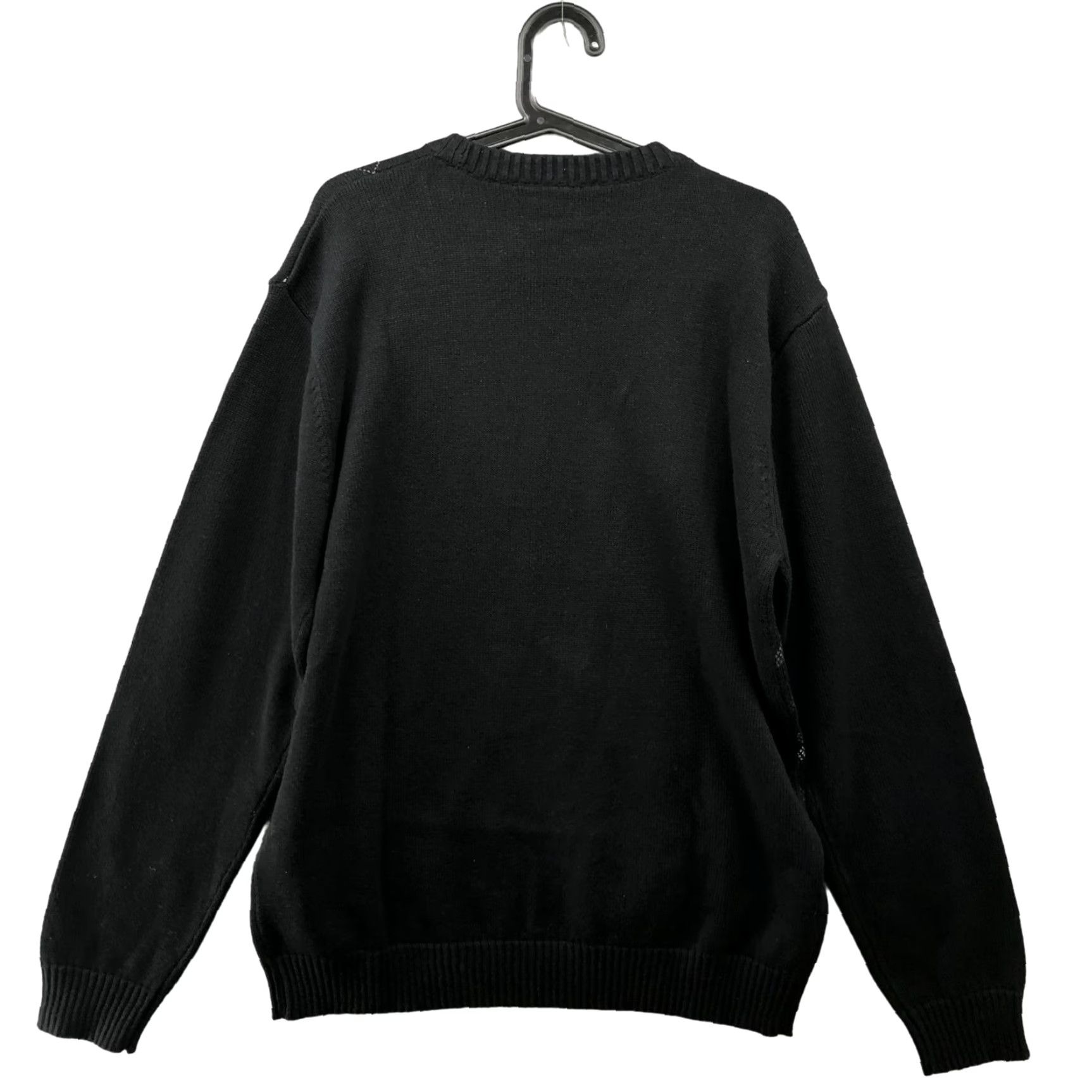 Vintage NWT Adolfo Sweater Mens L Black Cotton Crewneck Knit Pullover Diamond Print Size US L / EU 52-54 / 3 - 2 Thumbnail