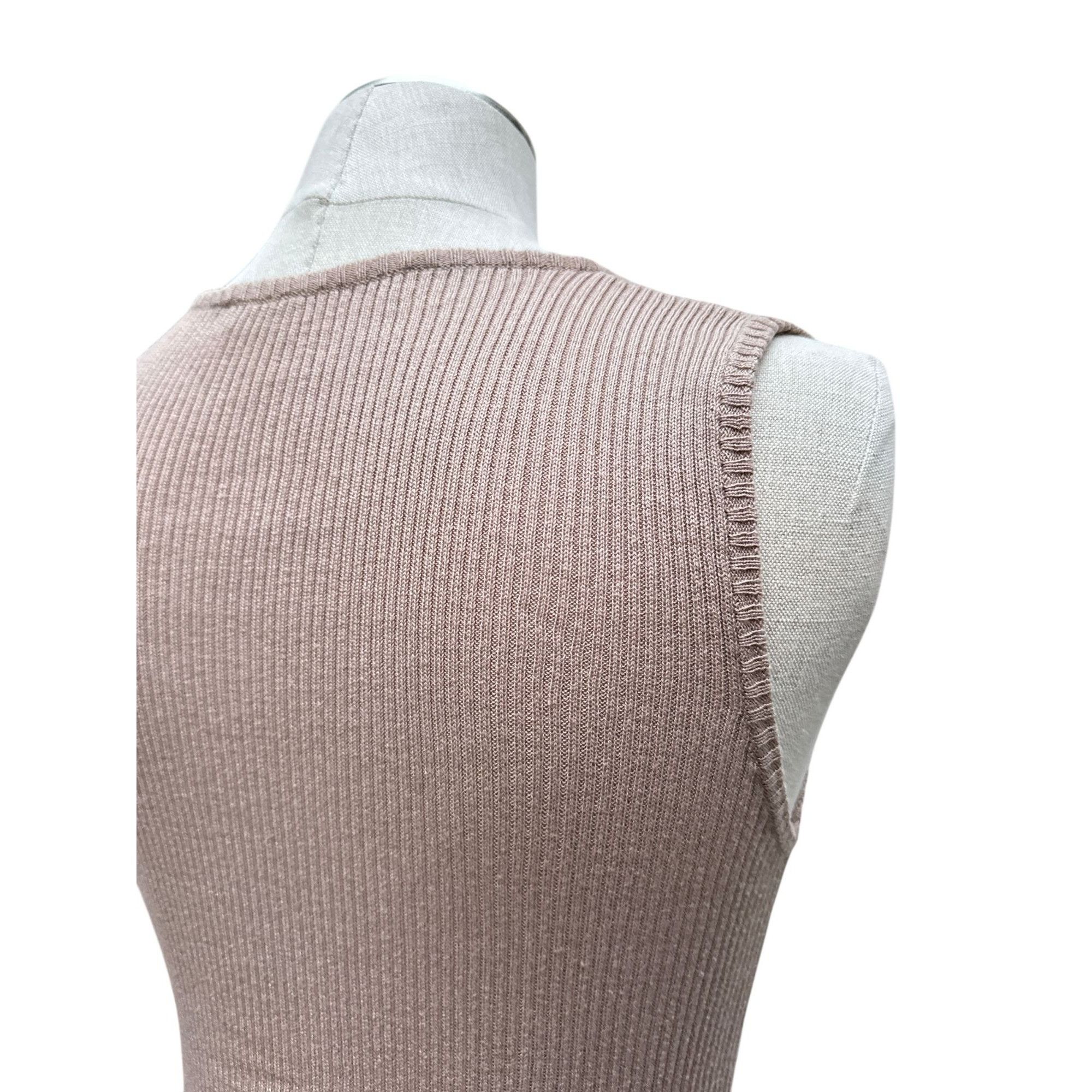 Miu Miu 2000s Brown Cotton Sleeveless Ribbed Knit Top Size S / US 4 / IT 40 - 4 Thumbnail