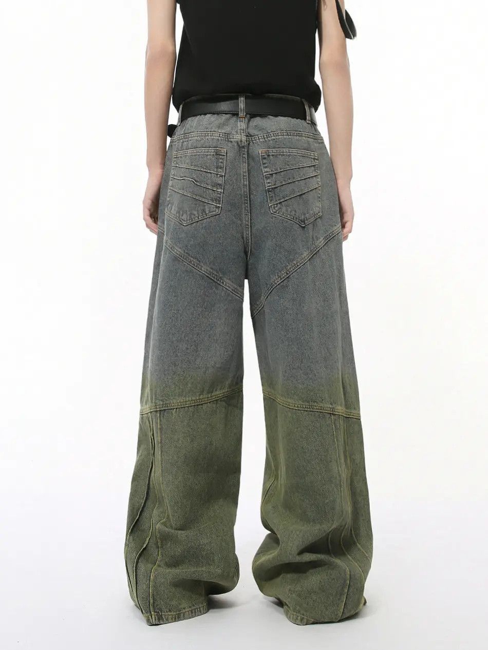 Japanese Brand Retro loose wide leg contrasting patchwork jeans Size US 32 / EU 48 - 5 Thumbnail