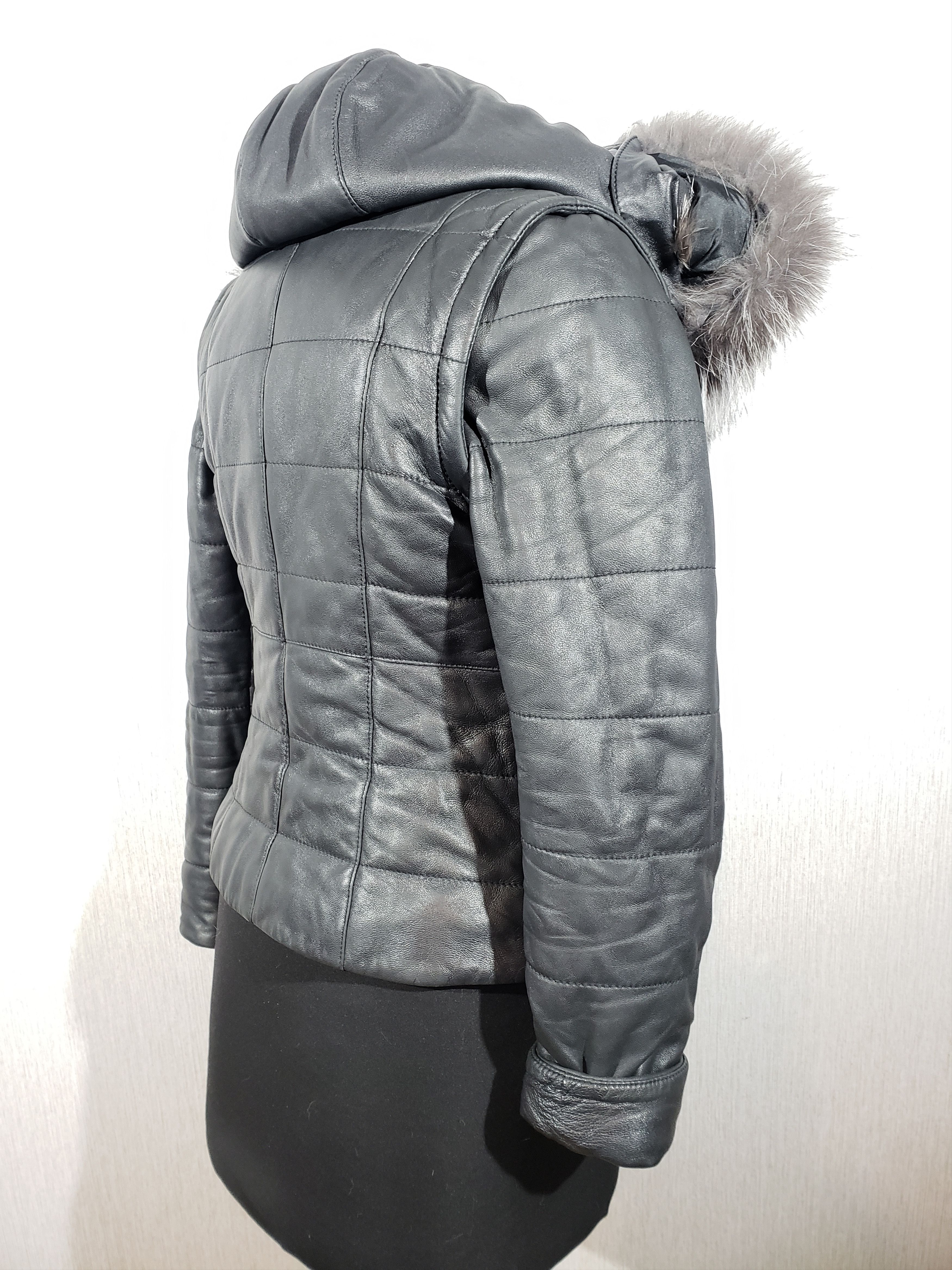 Uniqlo Black women's leather jacket with a hood. Size M / US 6-8 / IT 42-44 - 5 Thumbnail
