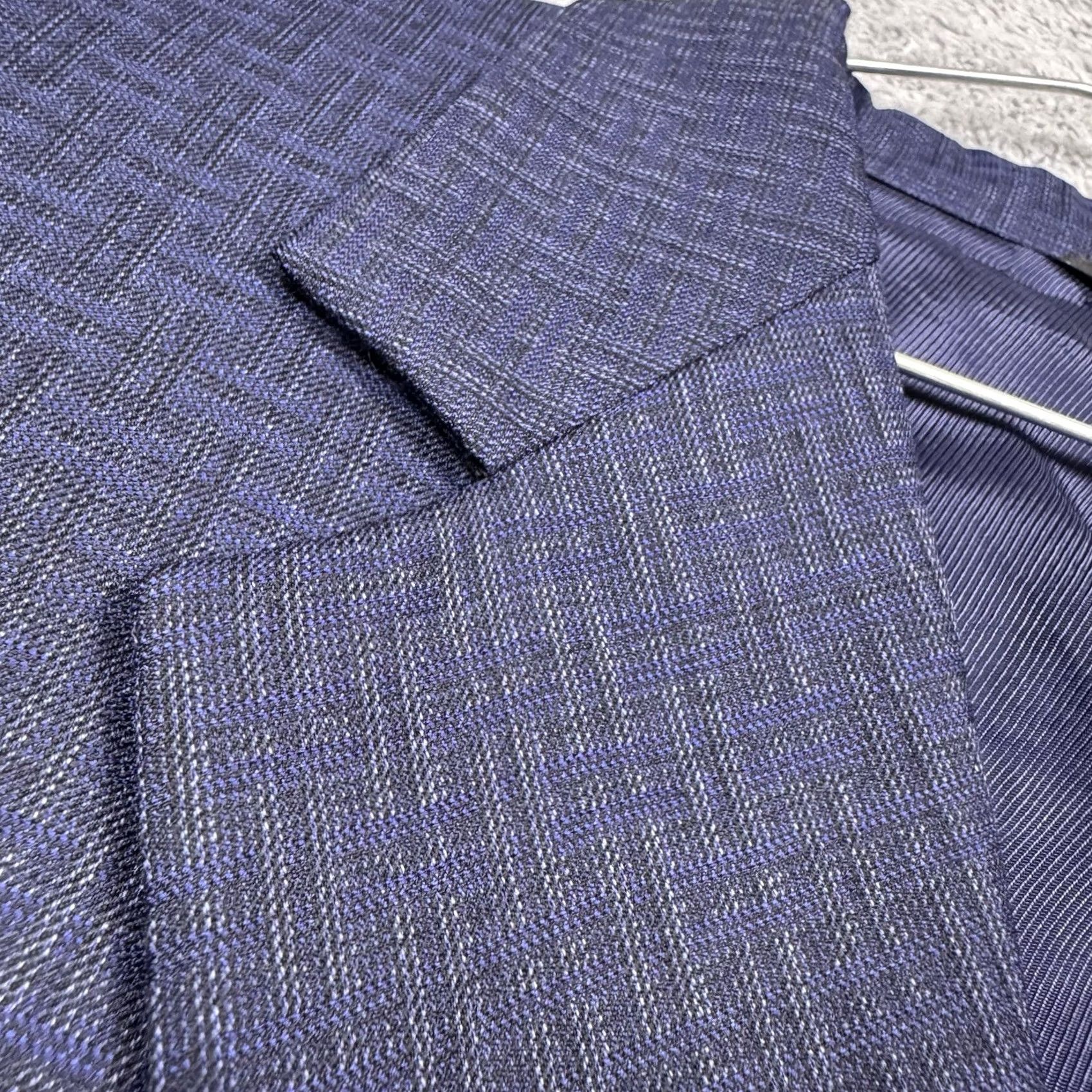 Tallia Coppley Sport Coat Mens 42R Blazer Wool Blue 2-Button Notch Lapel Double-Vented Regular Fit Geometric Napoli Tallia Di Delfino Napoli Blazer Suit Size 42R - 2 Thumbnail